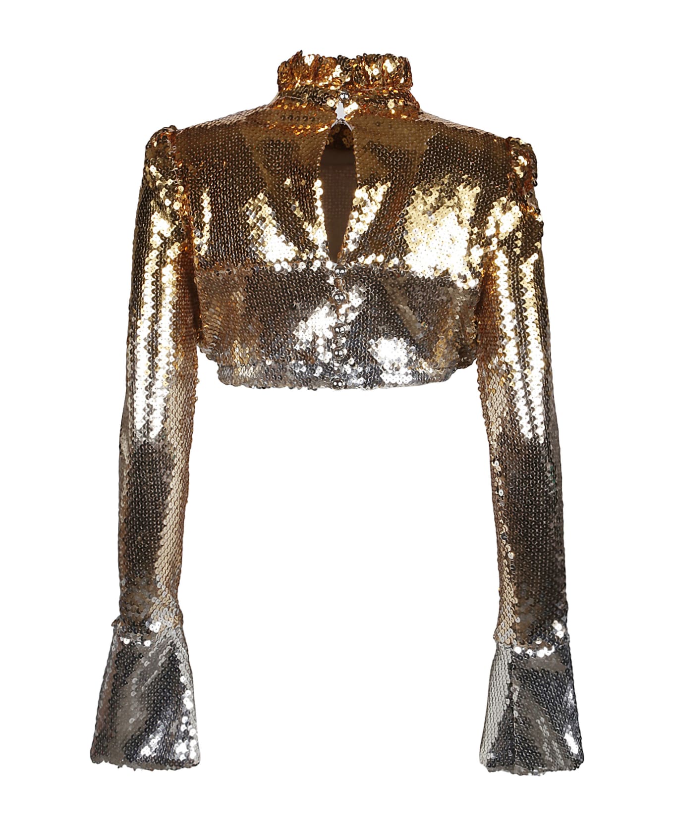 Paco Rabanne Long Sleeve Cropped Top - Gold/silver トップス