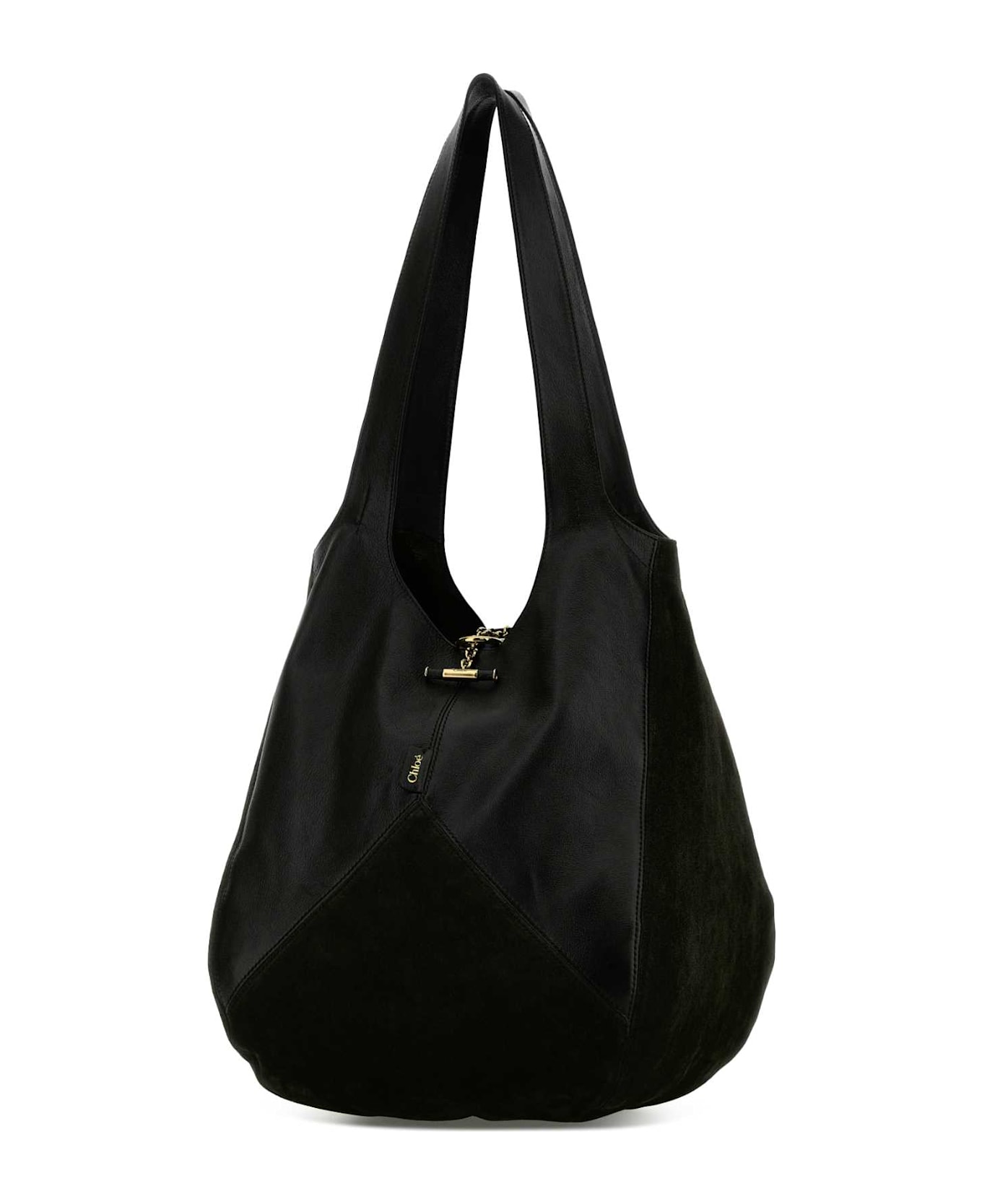 Chloé Black Suede And Leather Balloon Shopping Bag - BLACK