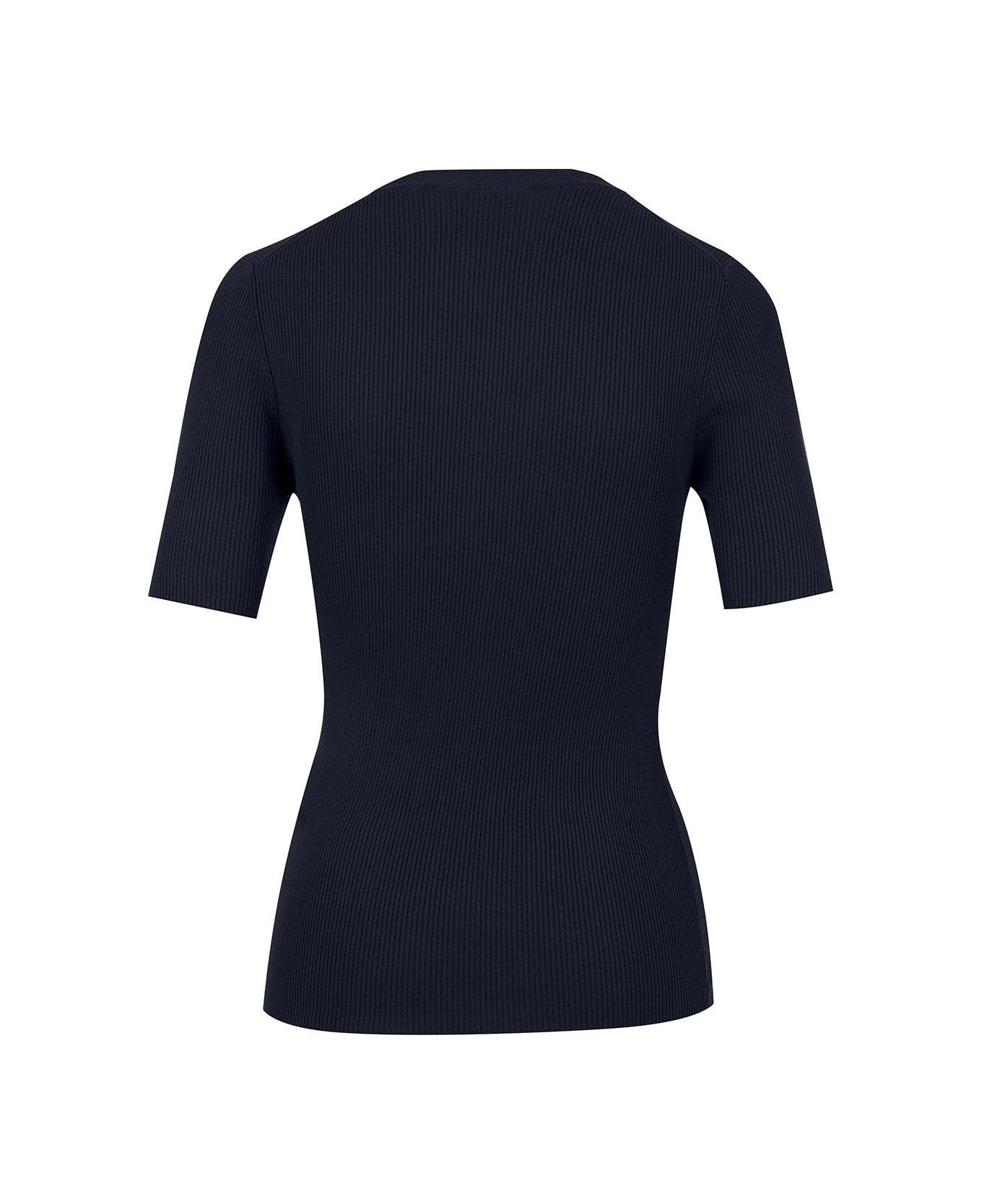Parosh Fine Ribbed Crewneck T-shirt - Blu