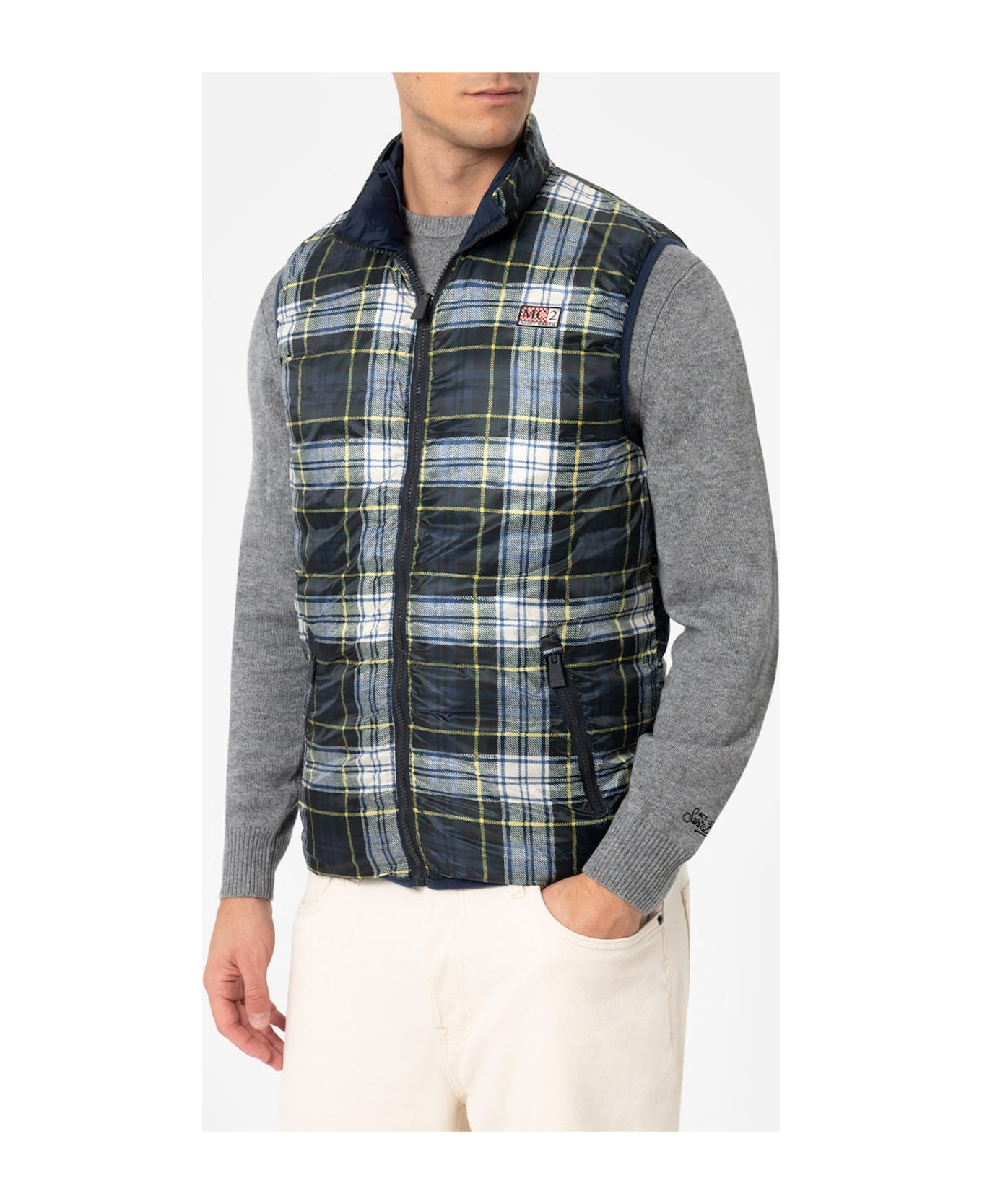 MC2 Saint Barth Man Navy Blue Padded Vest Aspen