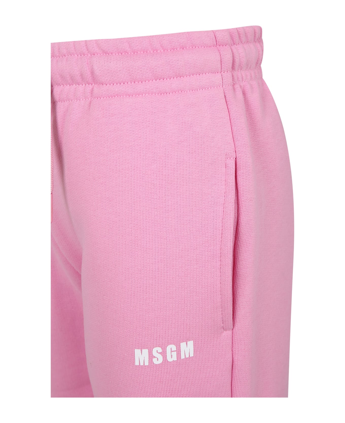 MSGM Pink Trousers For Girl With Logo - Pink