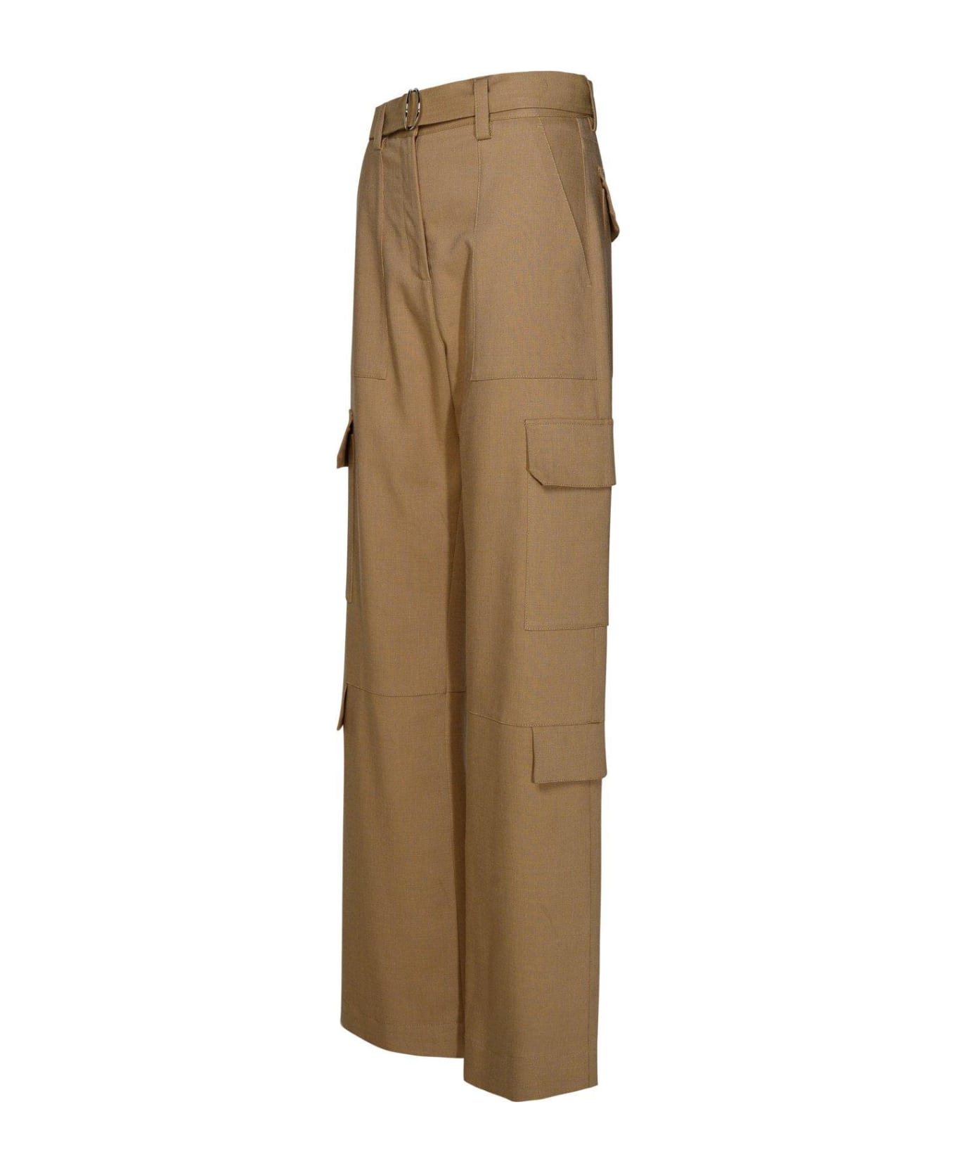 MSGM Belted High-waist Palazzo Cargo Pants - Brown