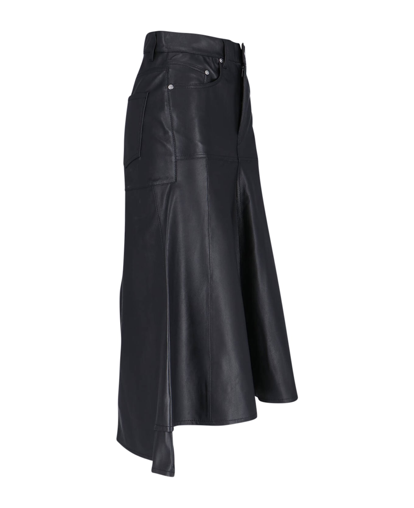 Victoria Beckham Leather Midi Skirt - BLACK
