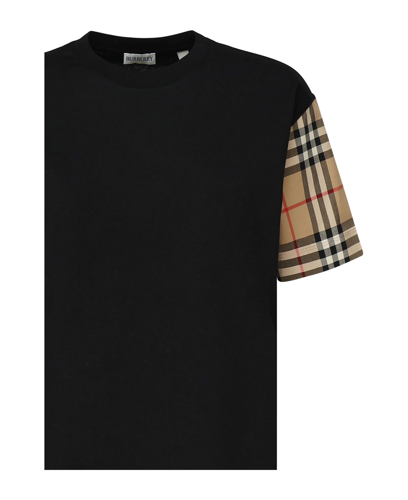 Burberry 
check
 T-shirt - Black
