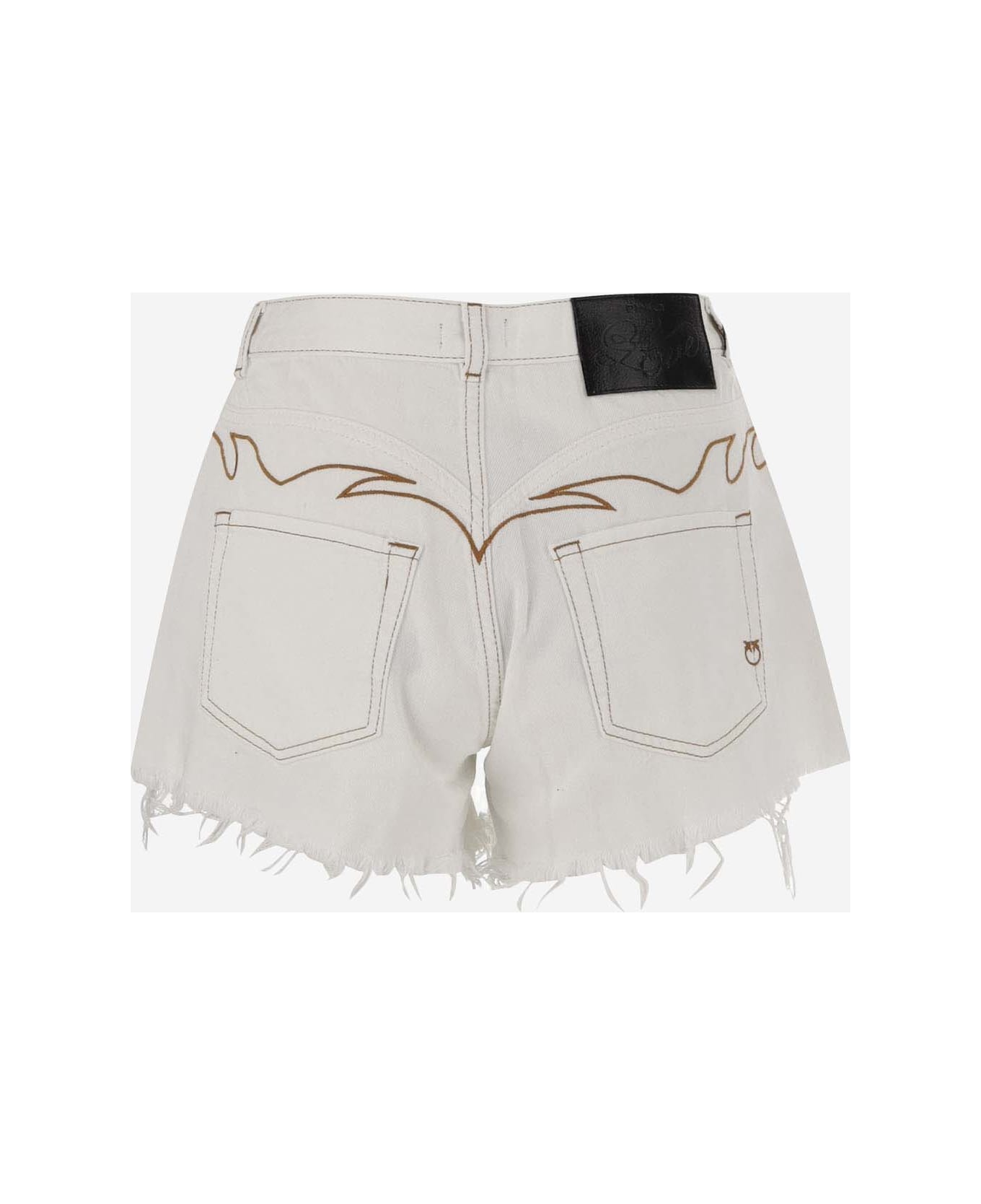 Pinko Cotton Denim Shorts - White