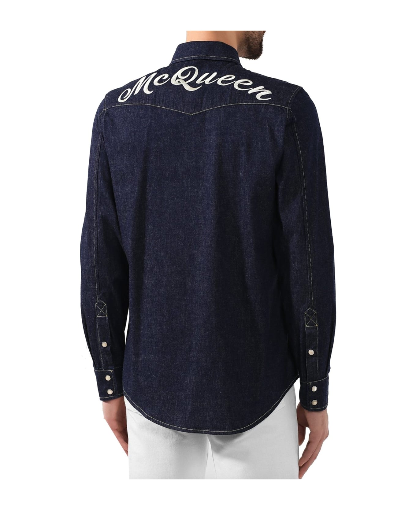 Alexander McQueen Logo Denim Shirt - Blue