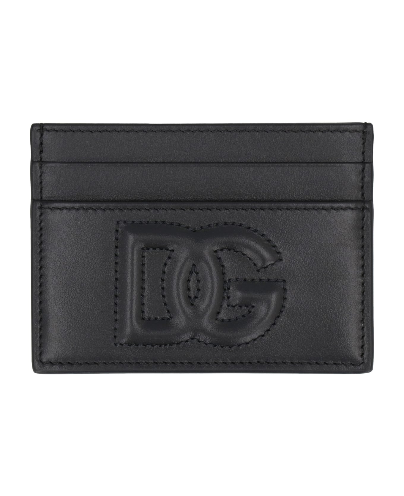 Dolce & Gabbana Logo Detail Leather Card Holder - black