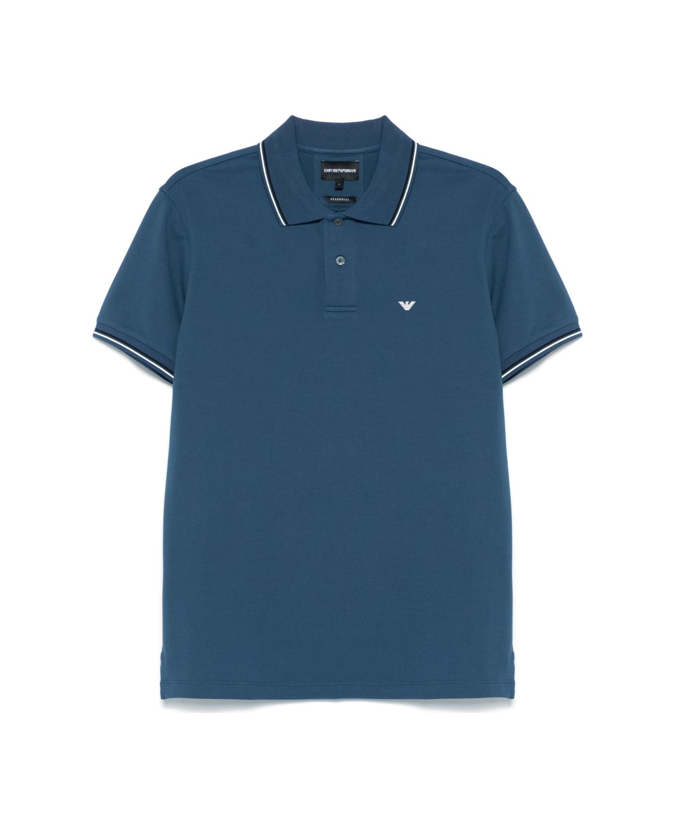Emporio Armani Logo Cotton Polo Shirt - Blue