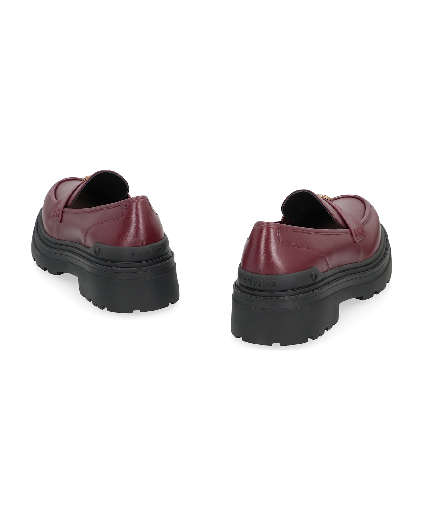 Pinko Mia Leather Loafers - Burgundy
