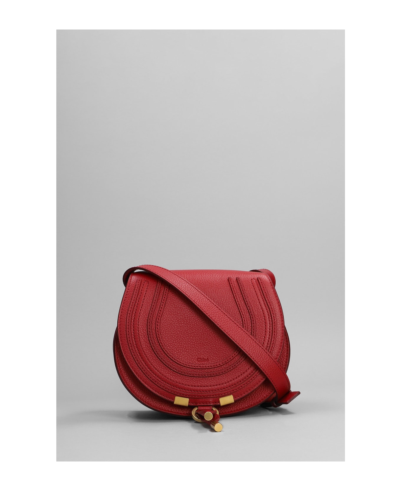 Chloé Marcie Shoulder Bag In Red Leather - red