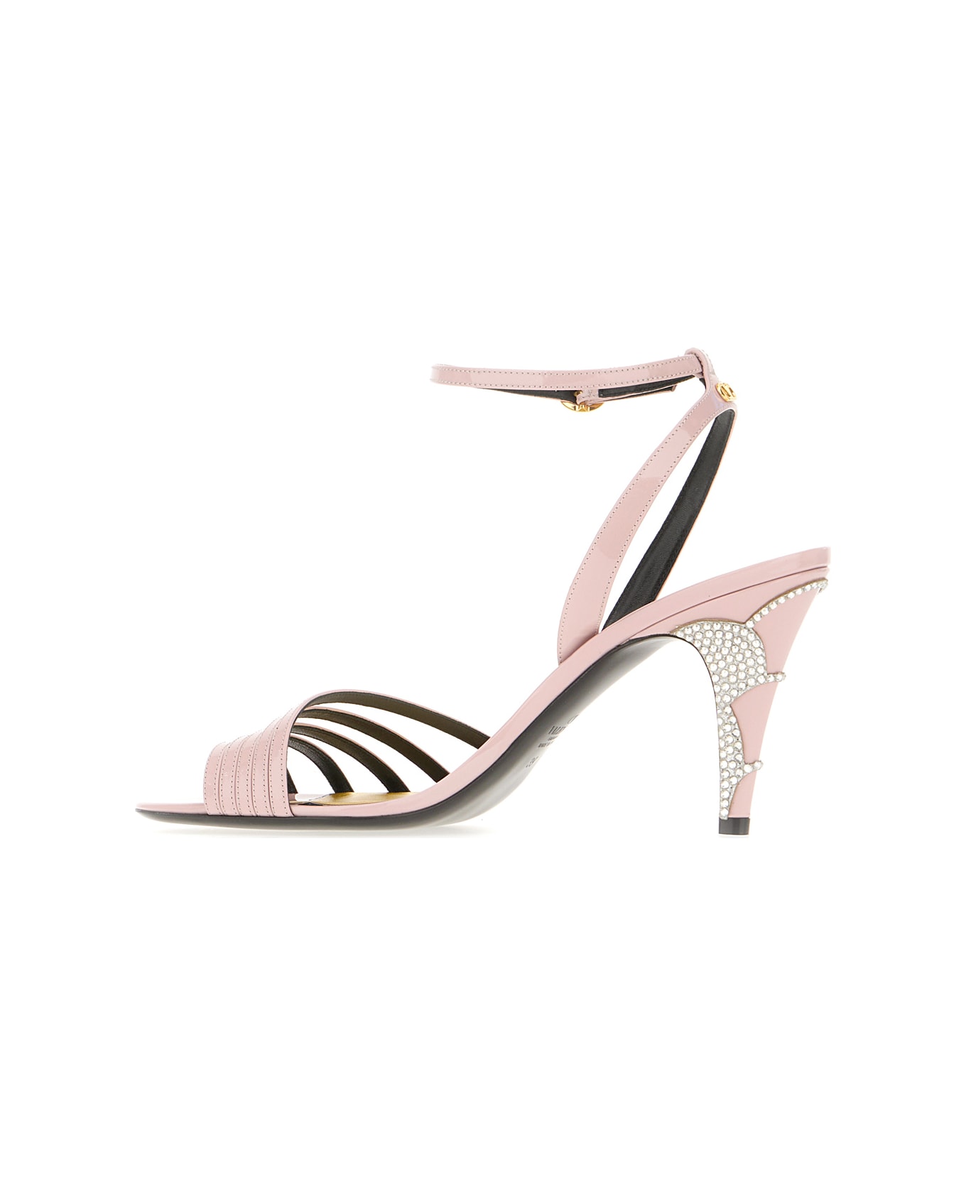 Valentino Garavani Pink Ladycrush Leather Sandals - WATER ROSE SILVER SHADE サンダル