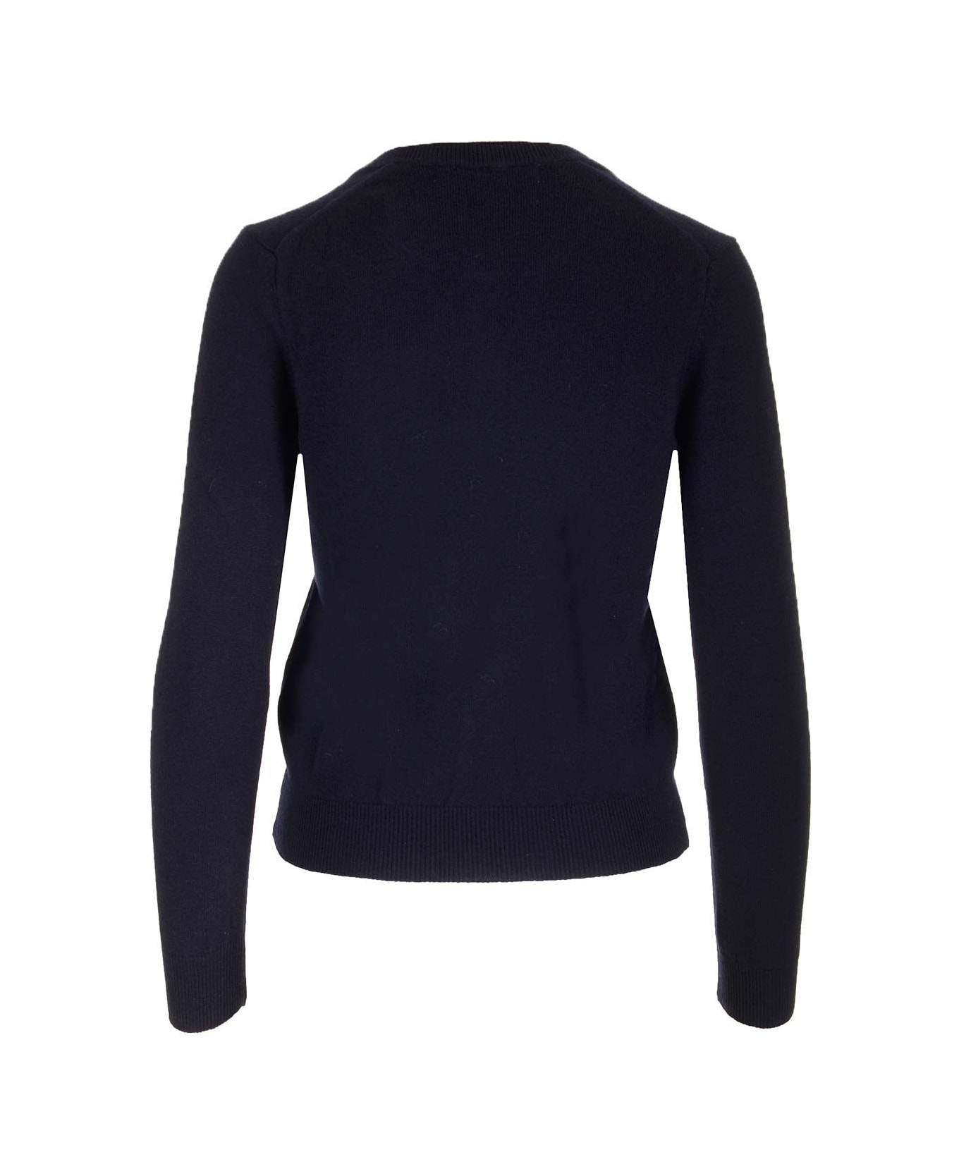 Comme des Garçons Play Crewneck Wool Cardigan - Navy