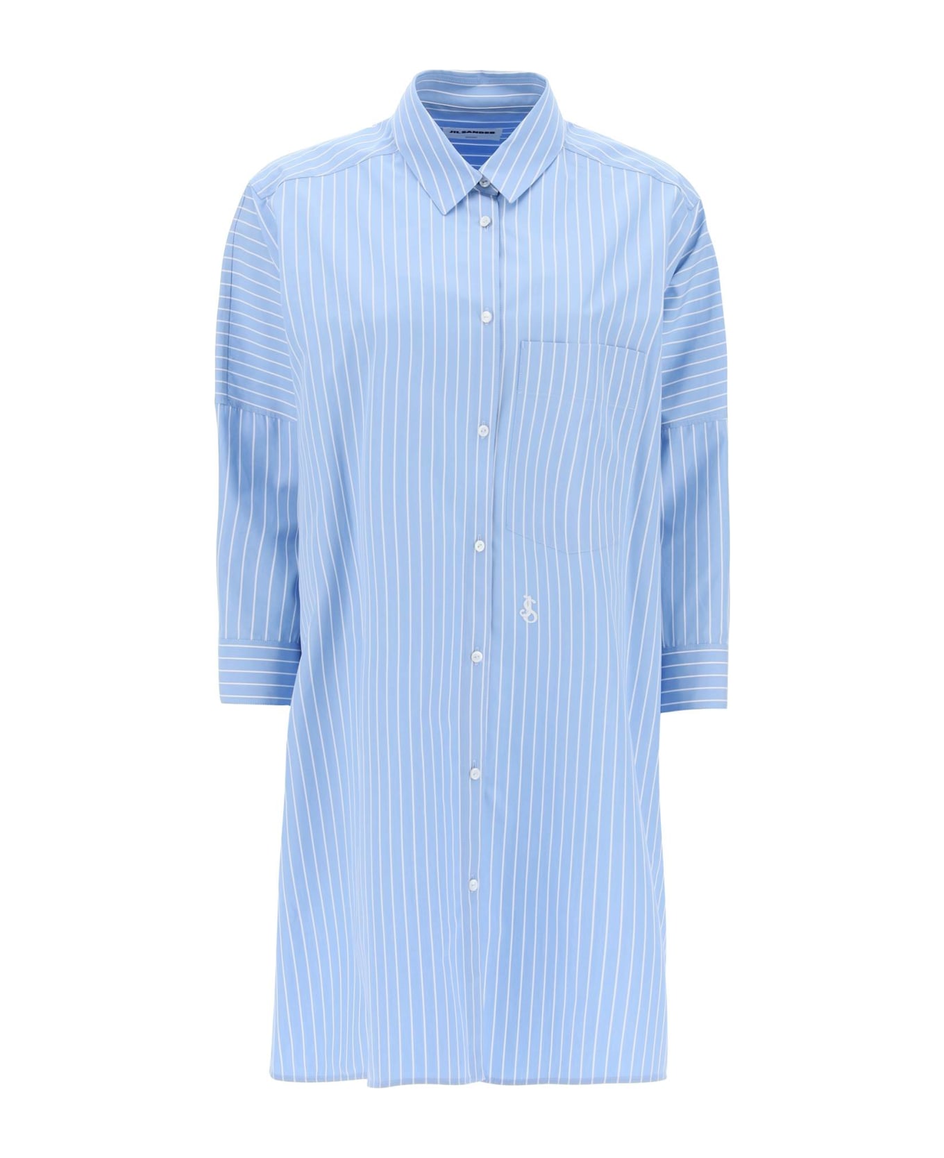 Jil Sander Maxi Shirt In Striped Poplin - BLUE SKY (Light blue)