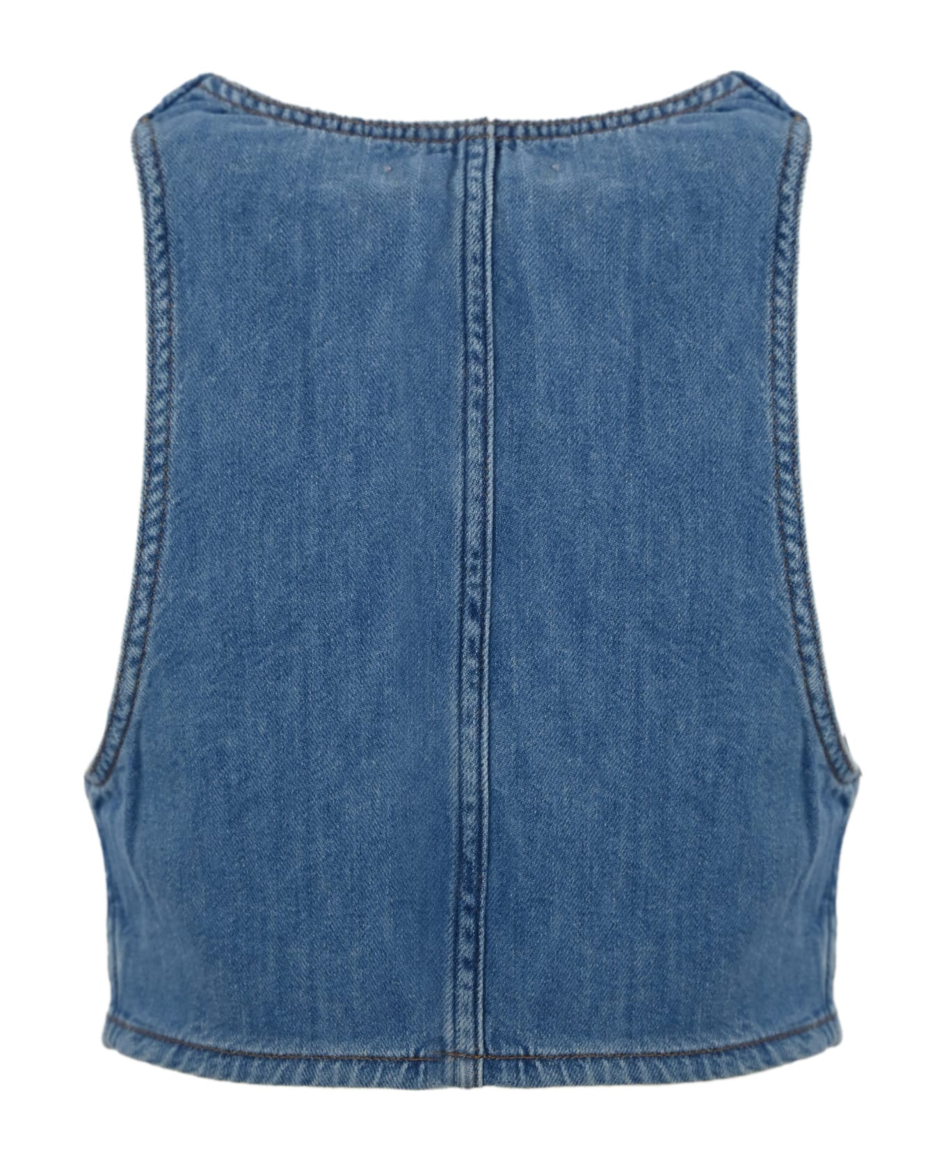 TwinSet Denim Vest With Buttons - Blue