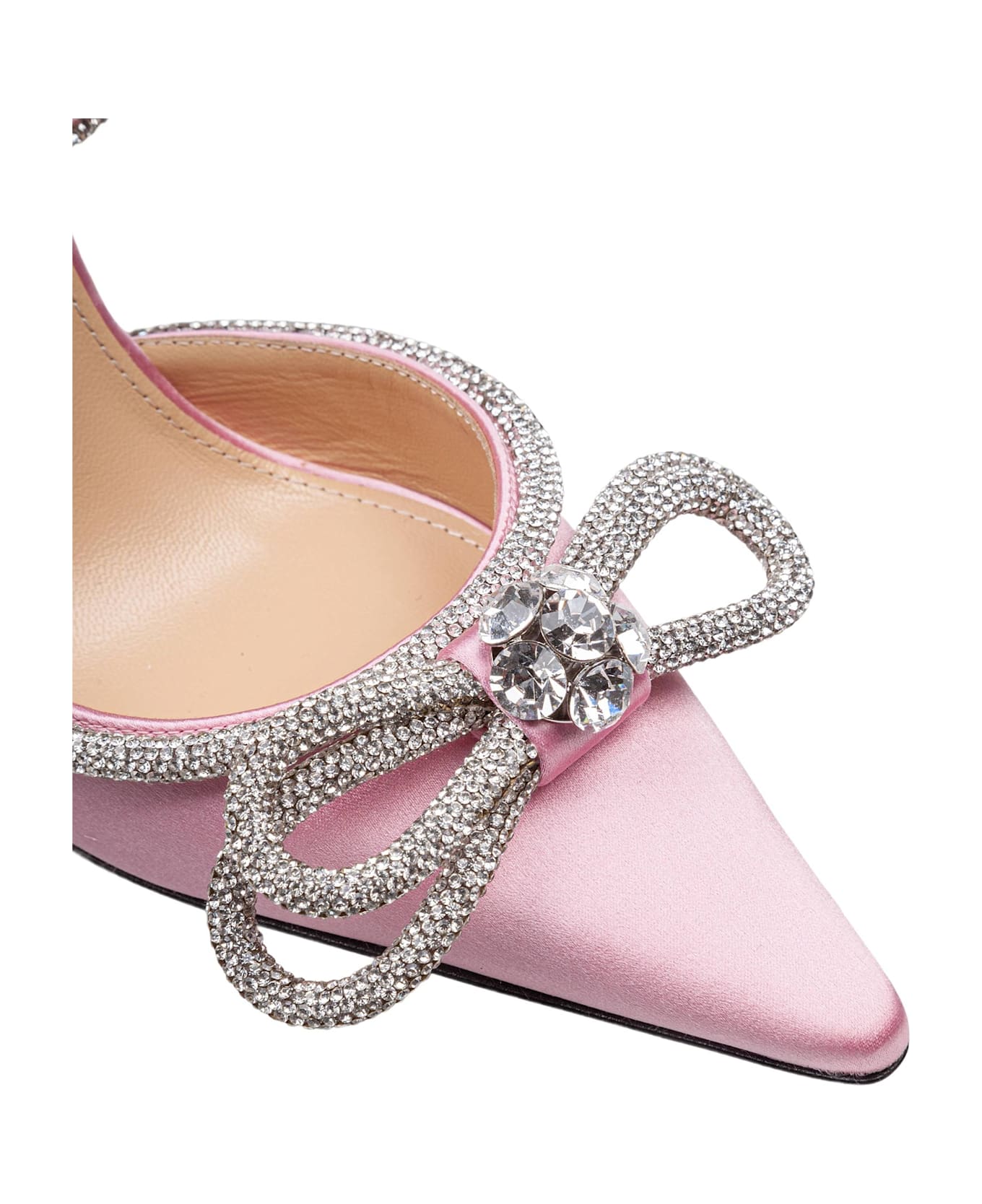 Mach 
Mach Satin Double Decollete With Rhinestone Bow - PINK