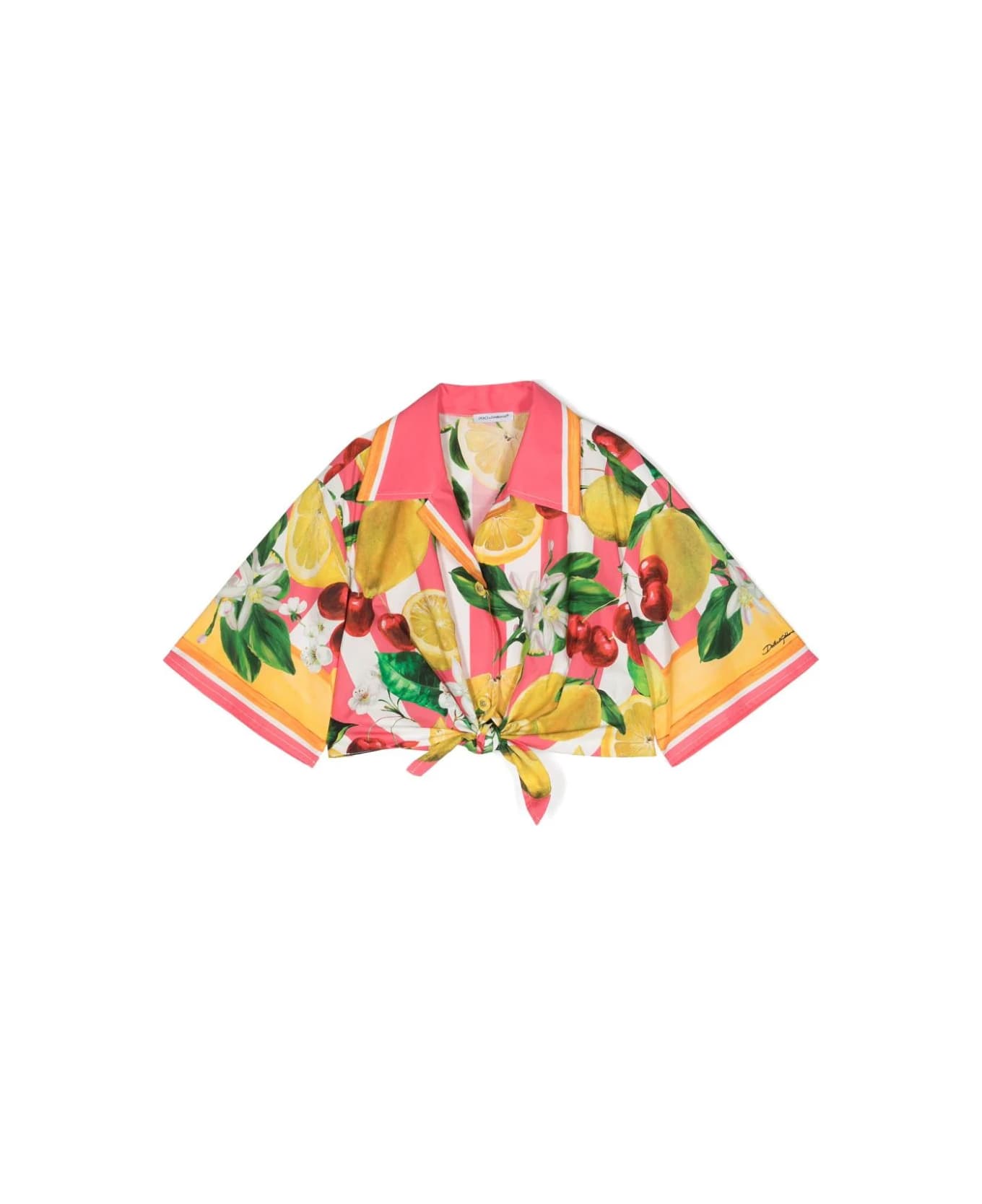 Dolce & Gabbana Cropped Shirt With Lemon And Cherry Print - Multicolour