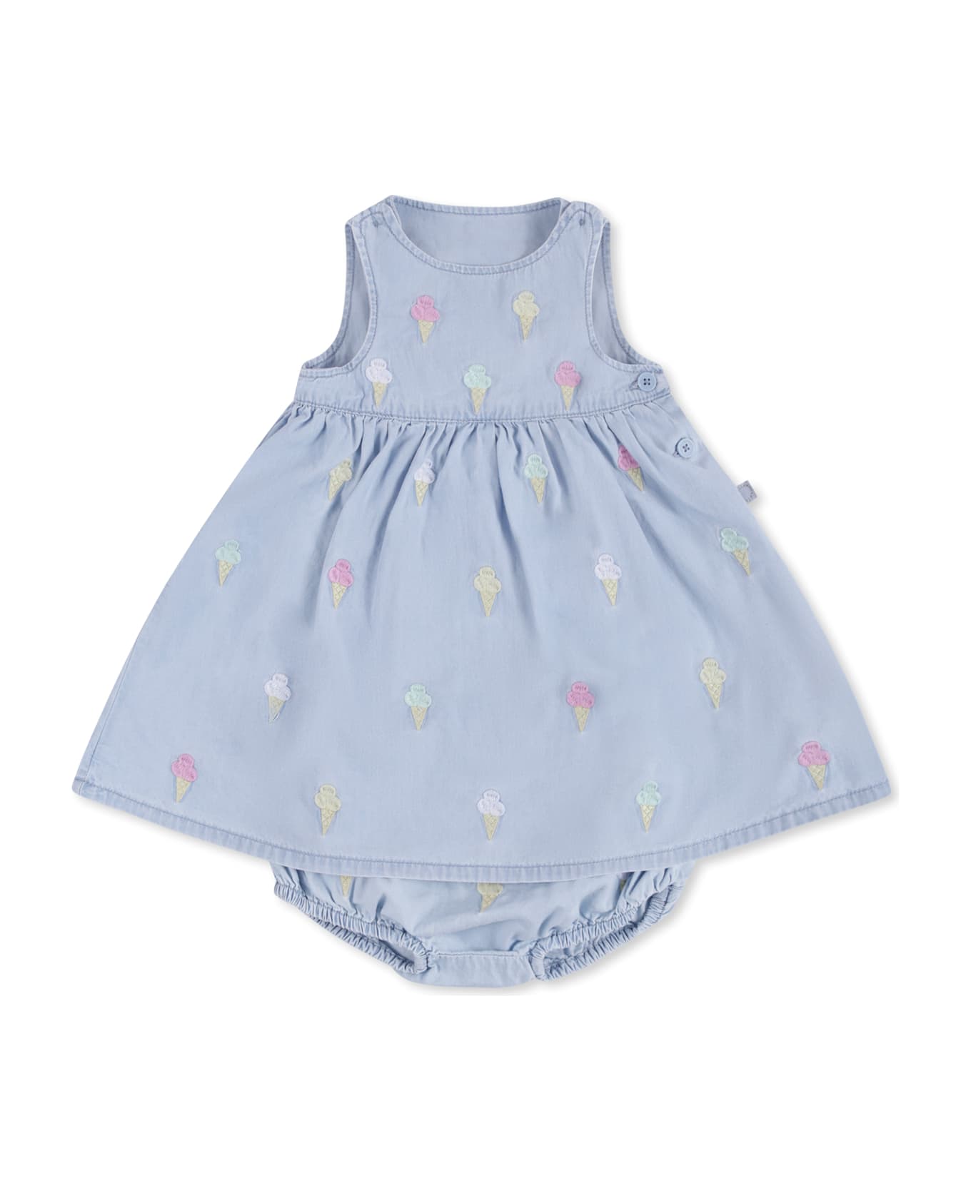 Stella McCartney Kids Light Blue Dress For Baby Girl With Ice Cream - Light Blue
