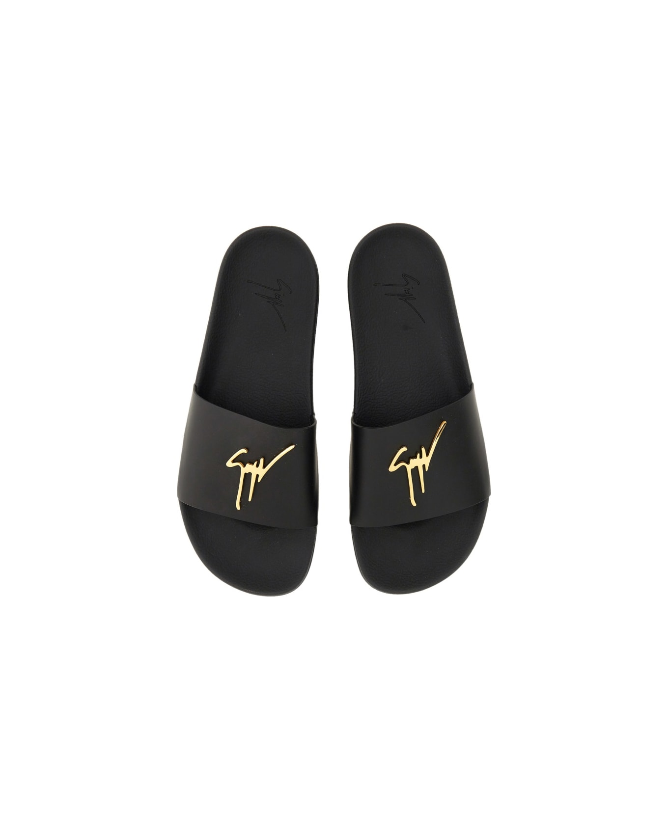 Giuseppe Zanotti Brett Slide Sandal With Logo - BLACK