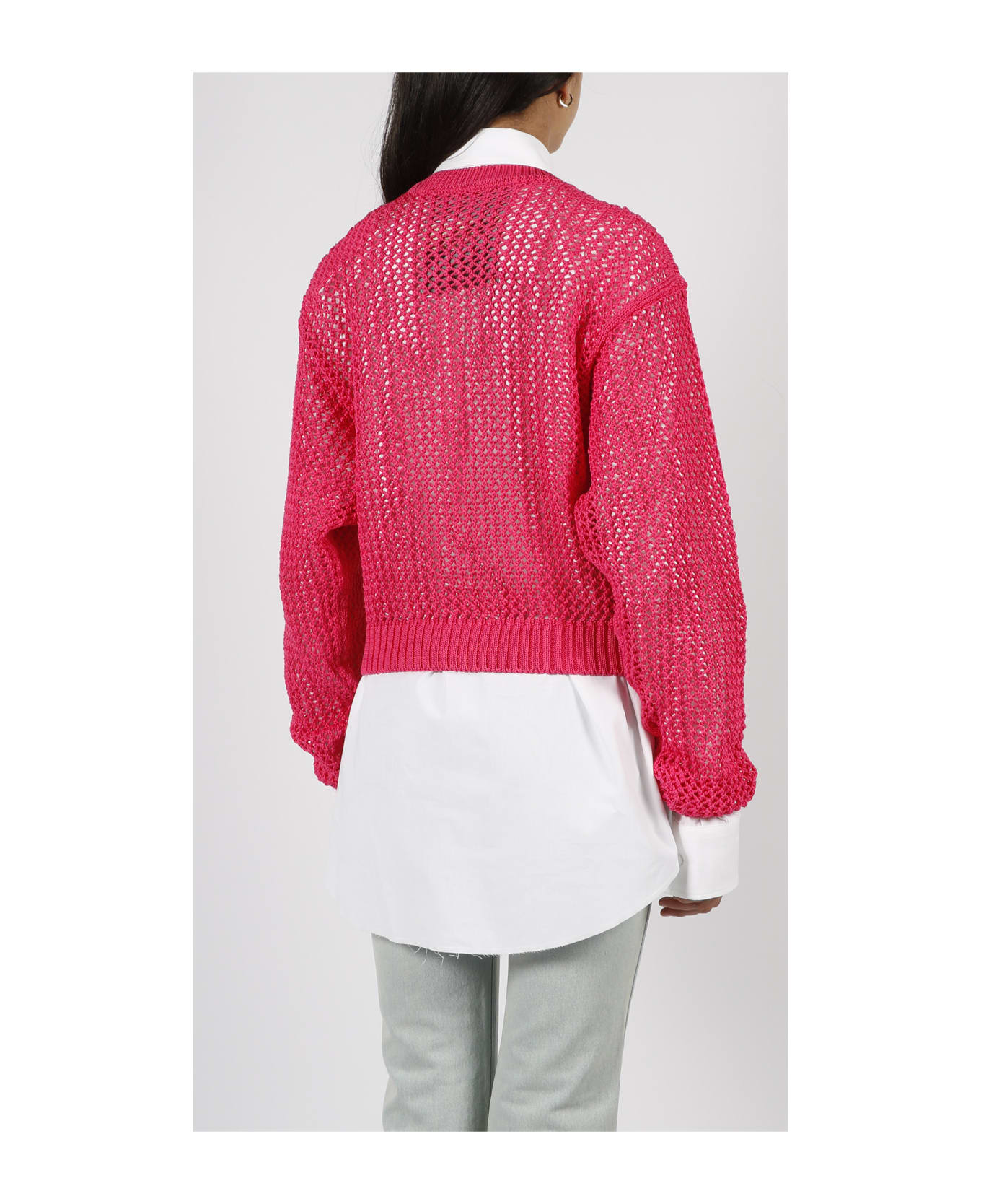 Ramael Bio Cable Crewneck Sweater - Pink & Purple ニットウェア