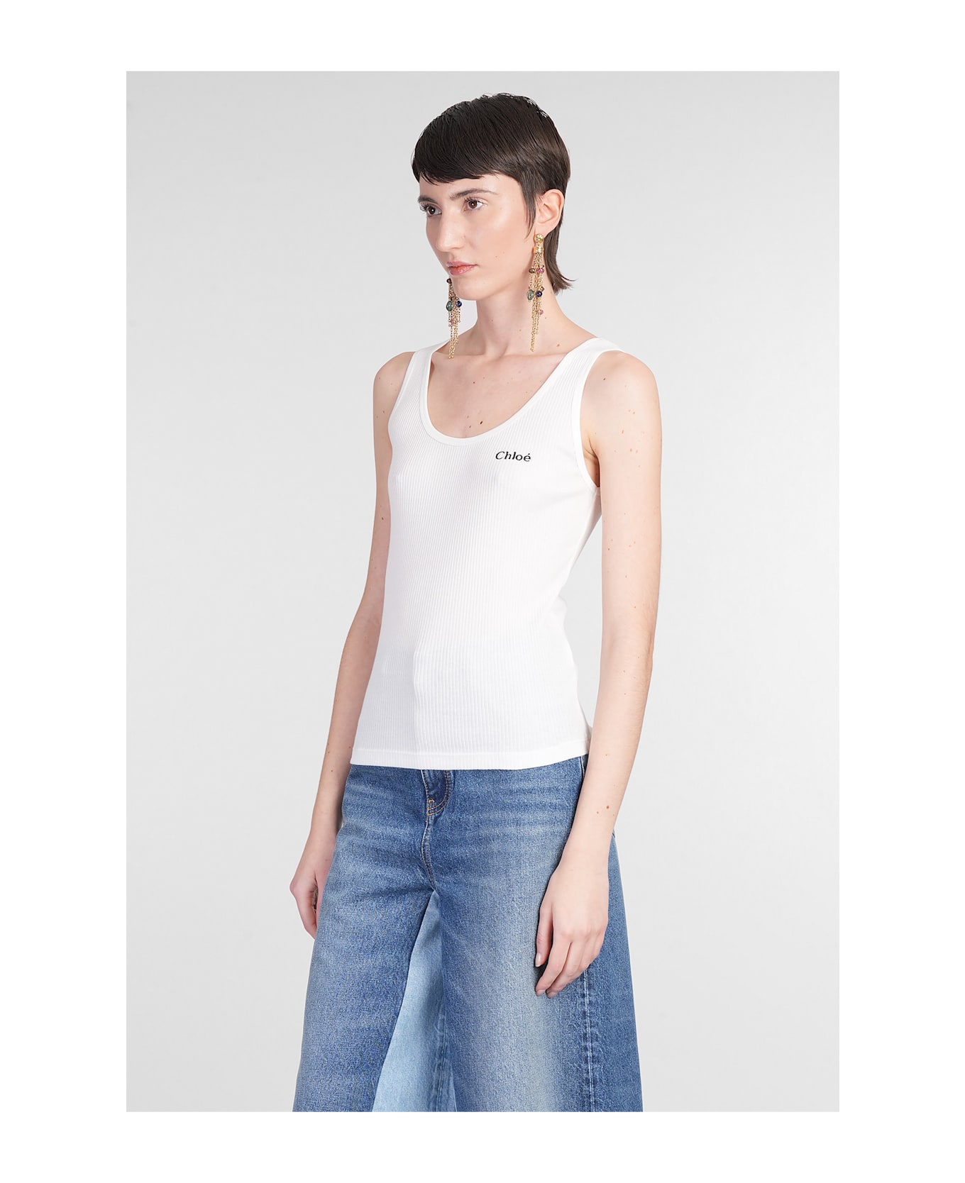 Chloé Tank Top In White Cotton - white