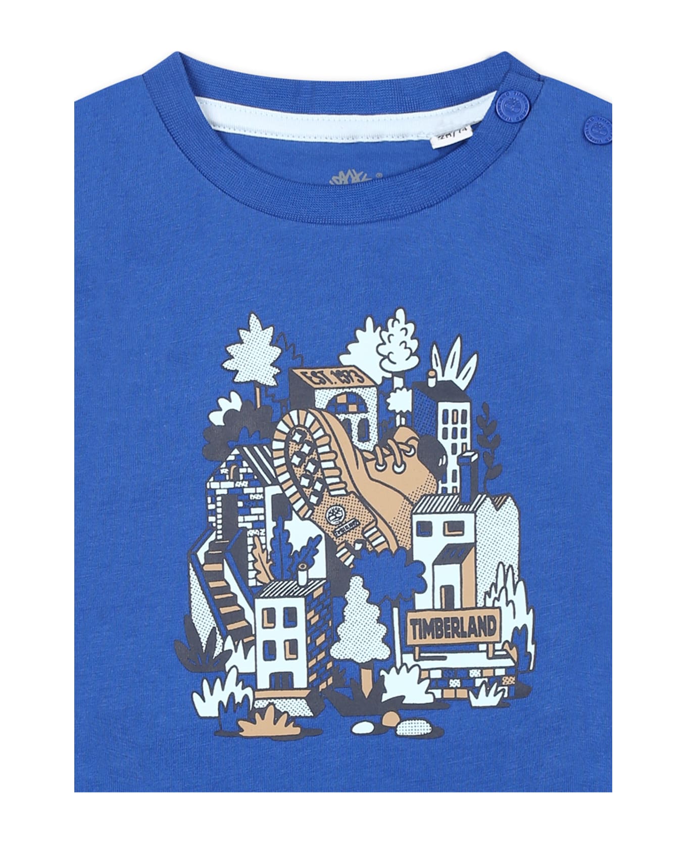 Timberland Light Blue T-shirt For Baby Boy With Logo And Shoe Print - Light Blue
