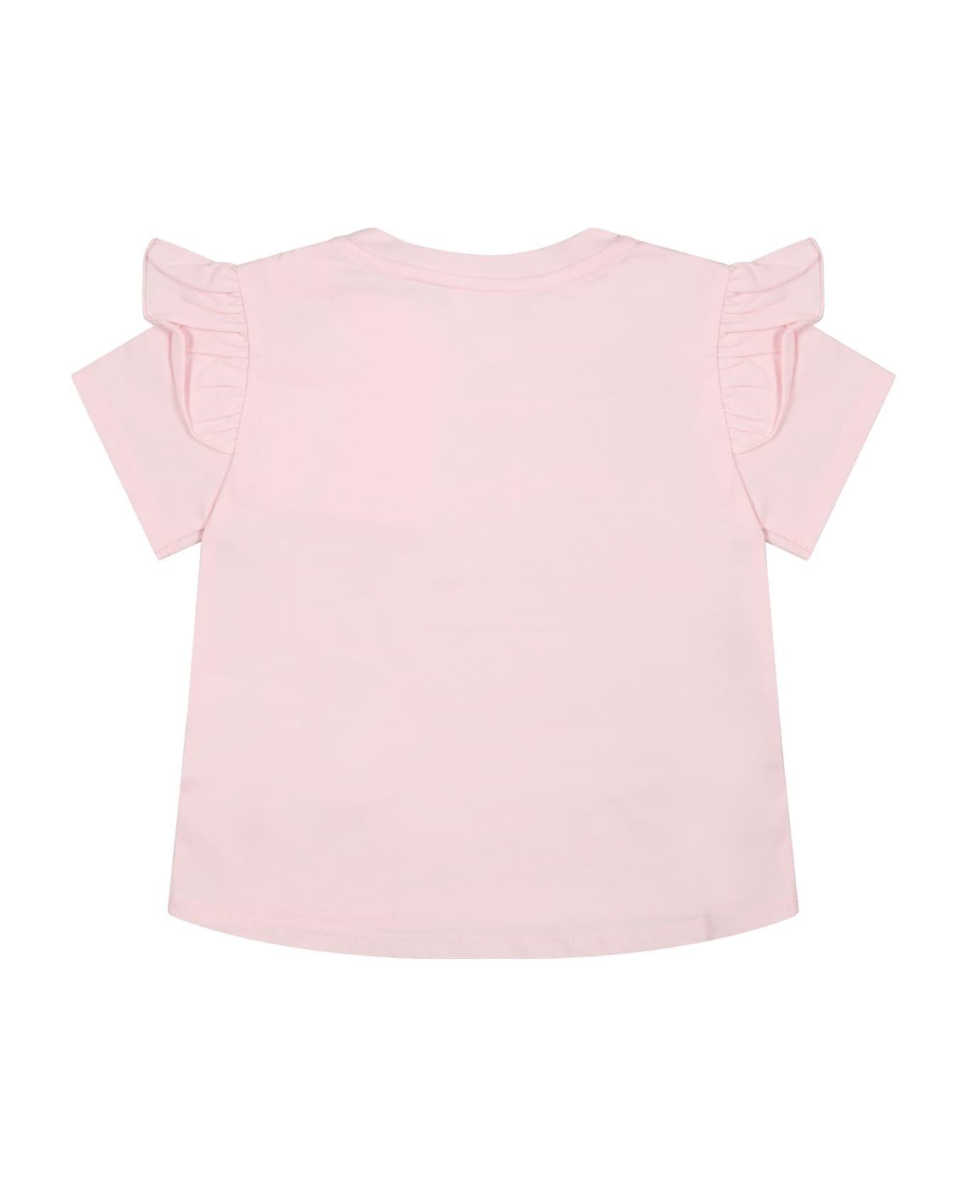 Givenchy Pink T-shirt For Baby Girl With Silver Logo - Pink Tシャツ＆ポロシャツ