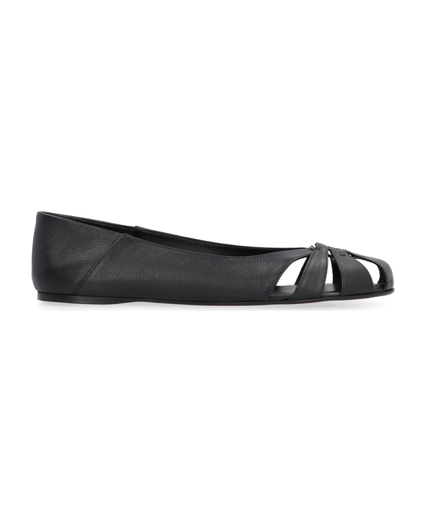 Ferragamo Leather Ballet Flats - black