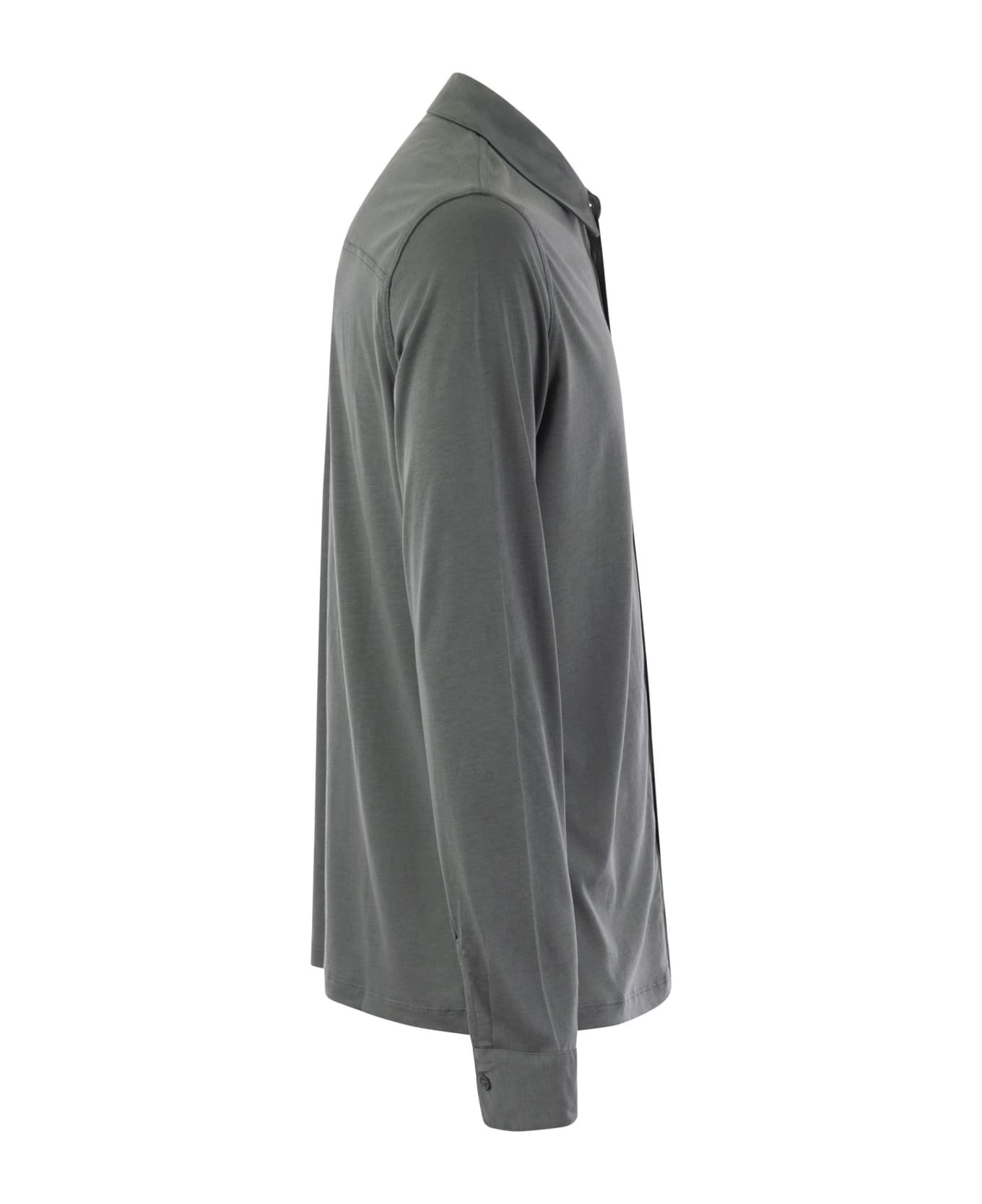 Majestic Filatures Long-sleeved Shirt In Lyocell And Cotton - Grey