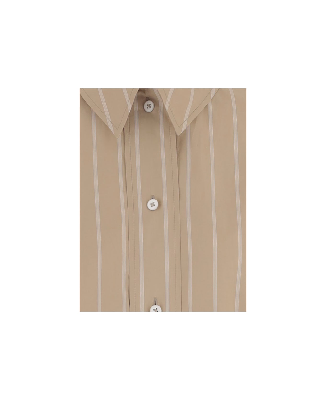 Jil Sander Cotton Shirt With Striped Pattern - Beige