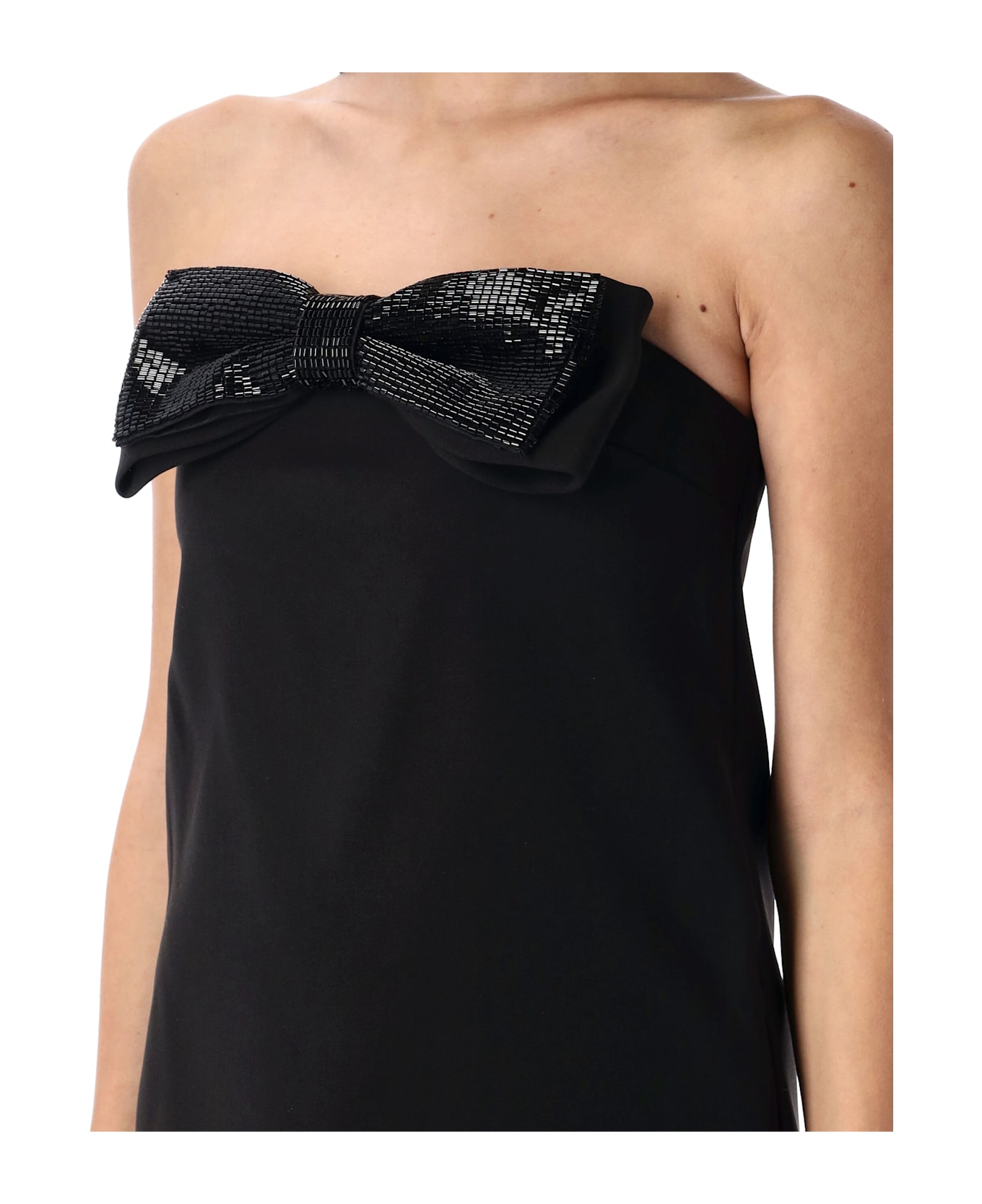 self-portrait Crepe Bandeau Mini Dress - Black