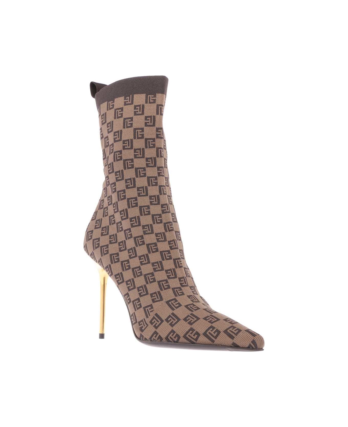 Balmain Fabric Ankle Boots - brown