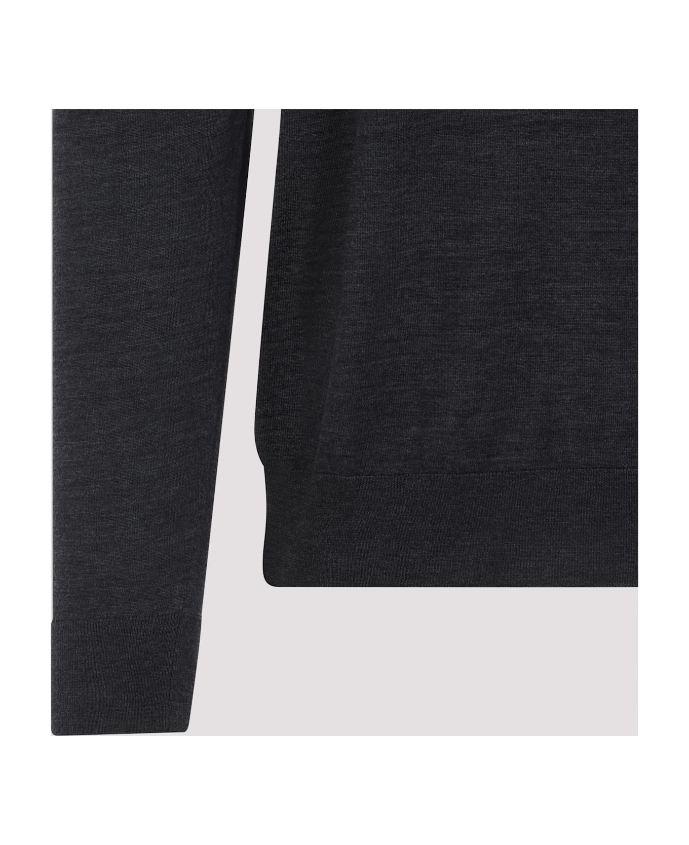 Kiton Wool Polo - Medium Grey Melange
