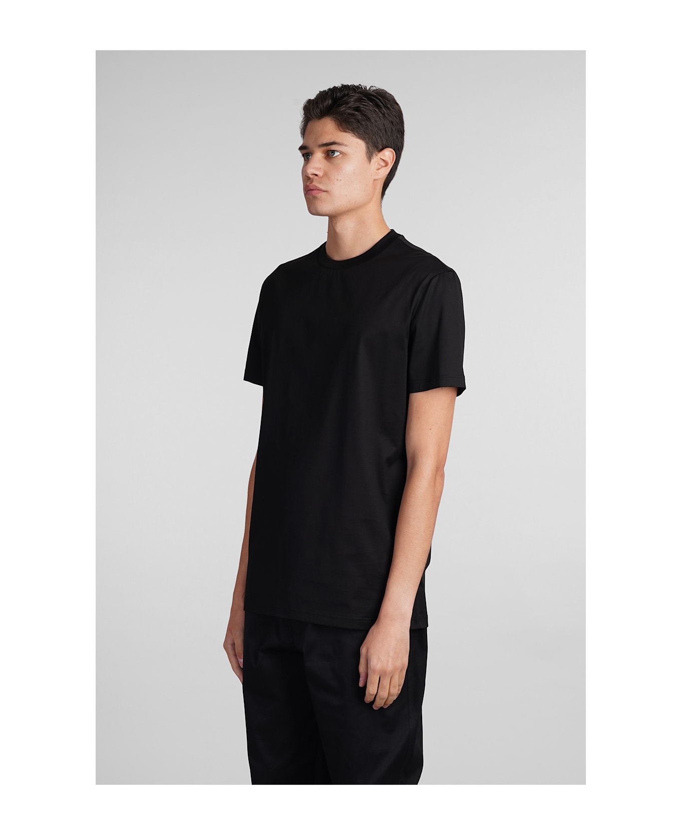 Low Brand B213 Basic T-shirt In Black Cotton - black