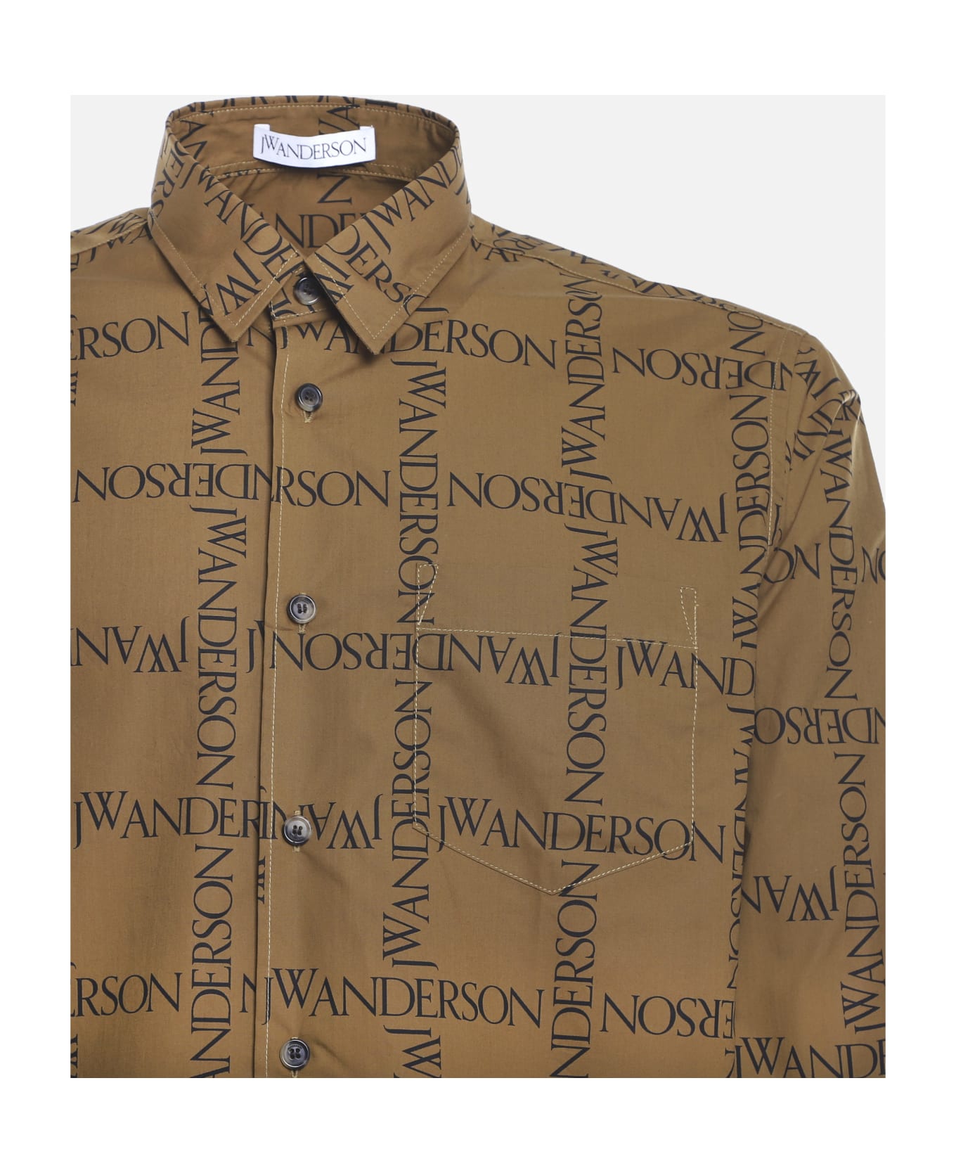 J.W. Anderson Cotton Shirt With All-over Contrasting Logo - Tobacco