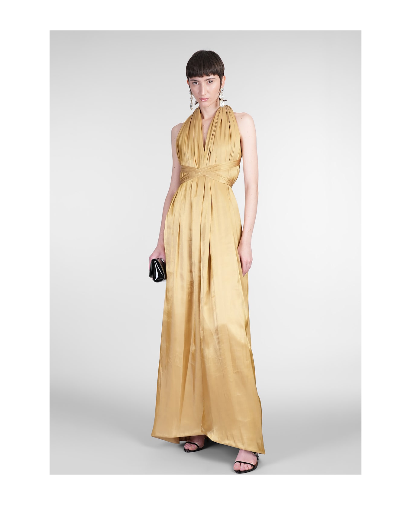 Rhea Costa Gigi Dress Long Dress In Gold Polyester - gold