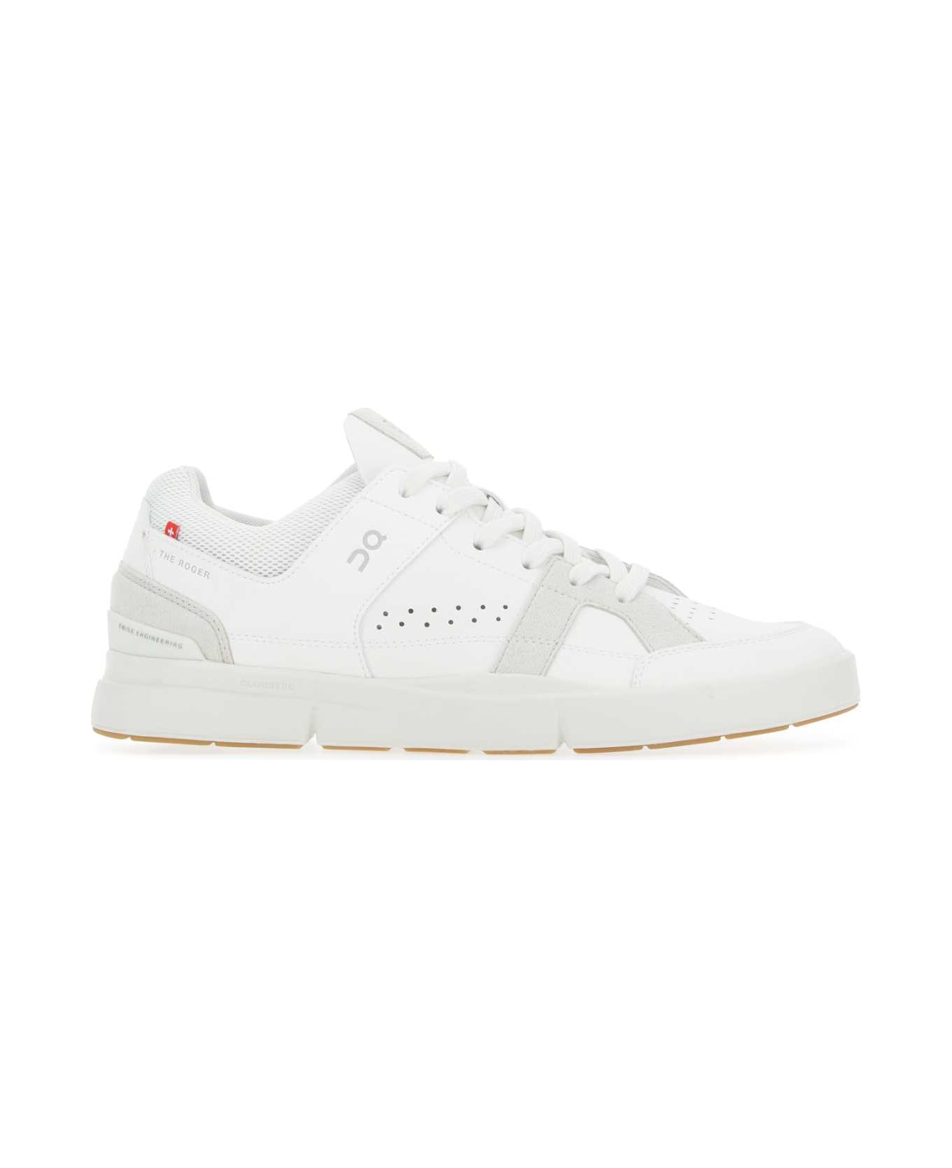 ON White Synthetic Leather And Fabric The Roger Clubhouse Sneakers - WHITESAND