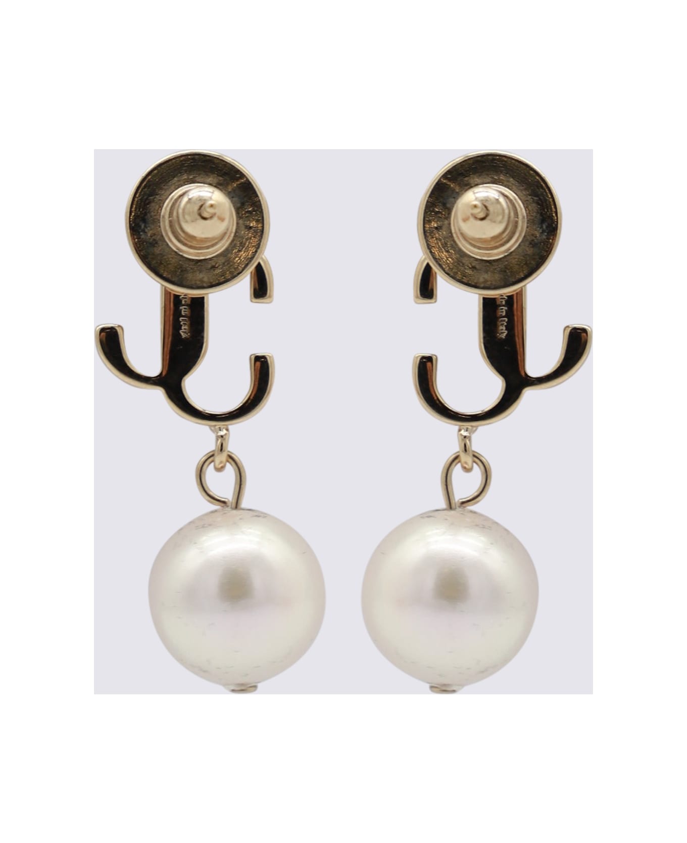 Jimmy Choo Gold And White Metal Earrings - GOLD/WHITE