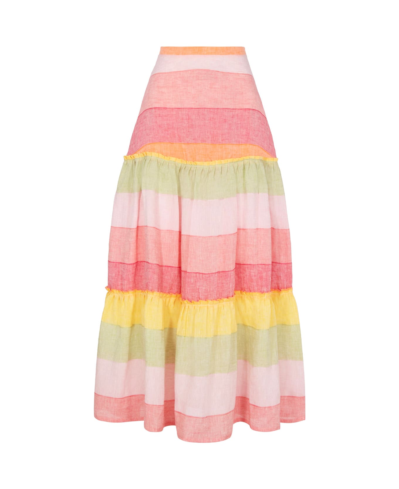 Amotea Charlotte Skirt In Rainbow Linen - Rainbow