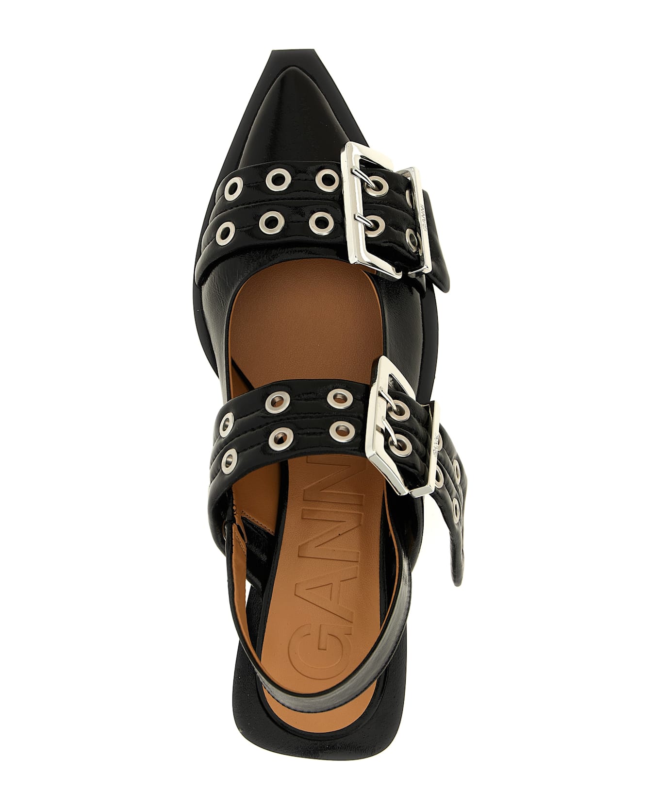 Ganni 'black Feminine Buckle' Slingback - BLACK