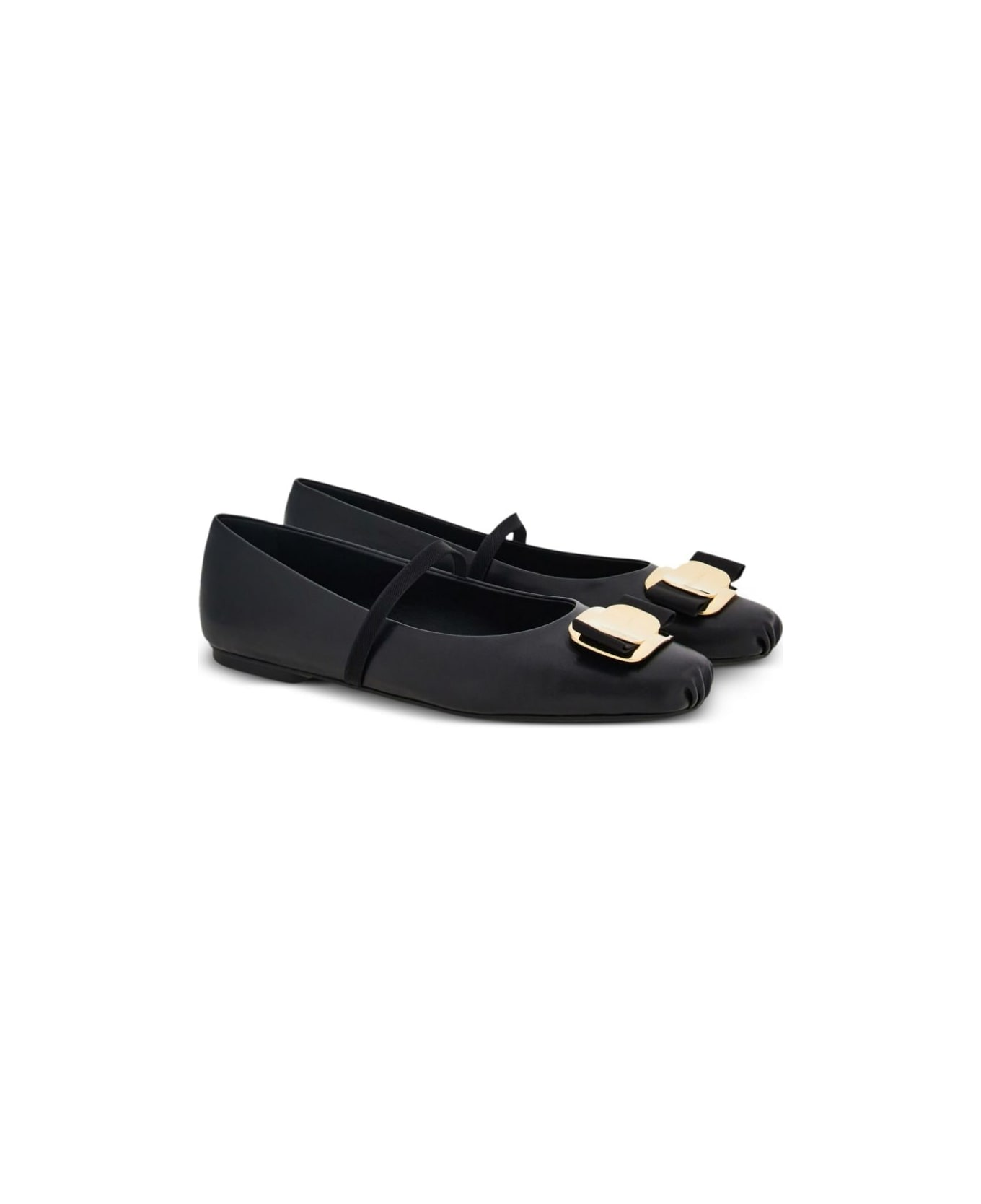 Ferragamo Vara Leather Ballets - Black