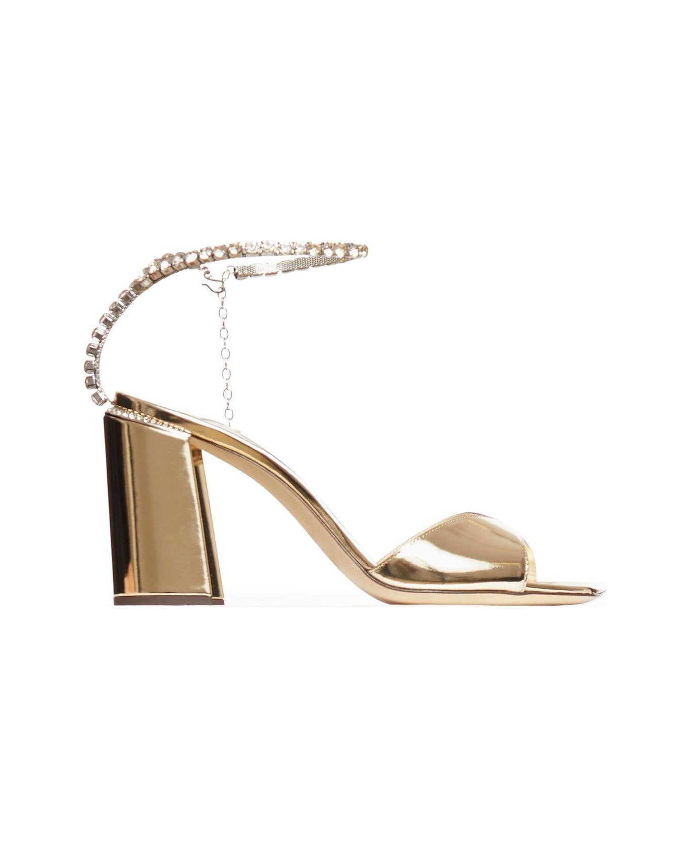 Jimmy Choo Saeda Embellished Heeled Sandals - Gold Crystal Honey