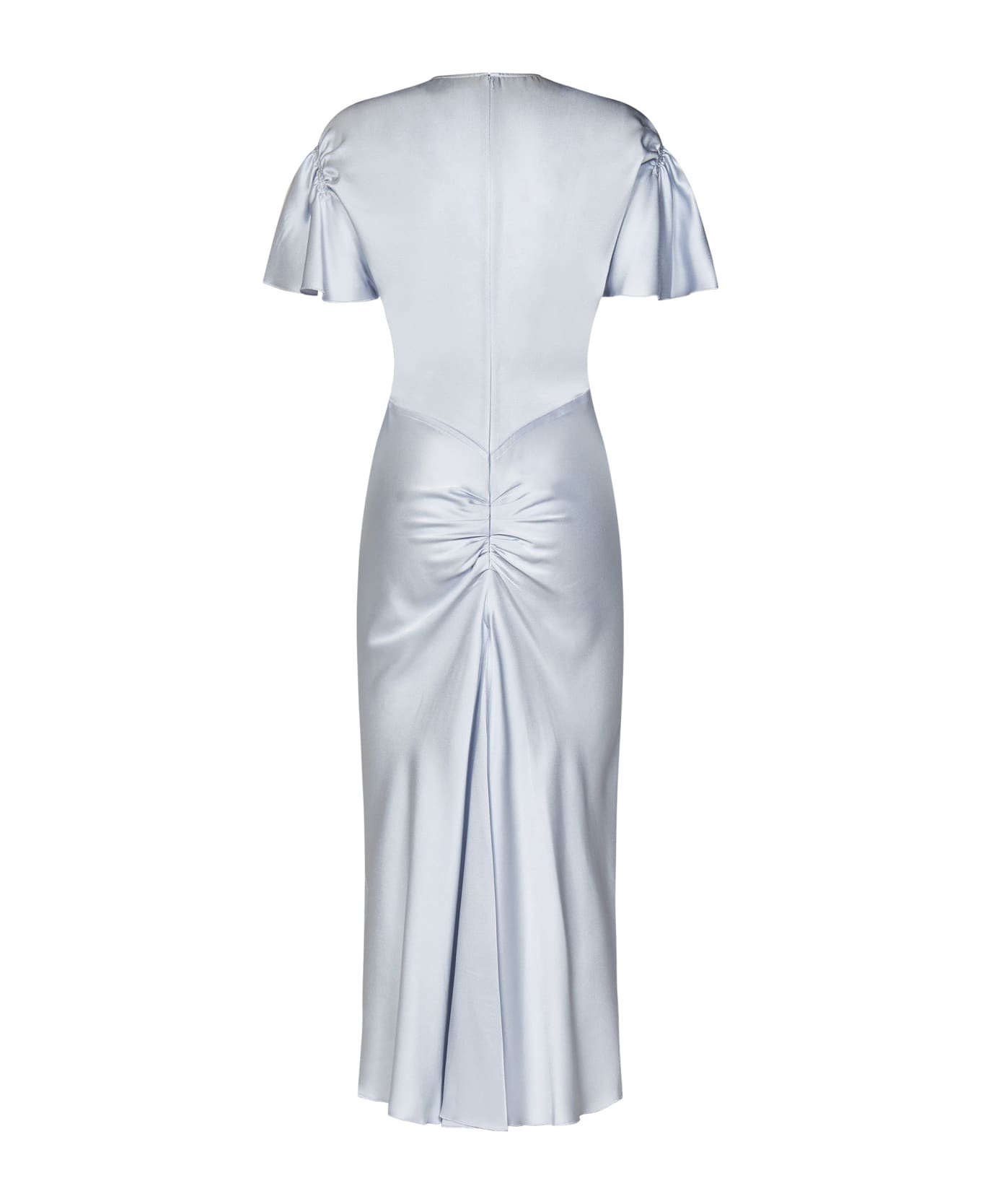Victoria Beckham Gathered Sleeve Midi Dress Midi Dress - Clear Blue