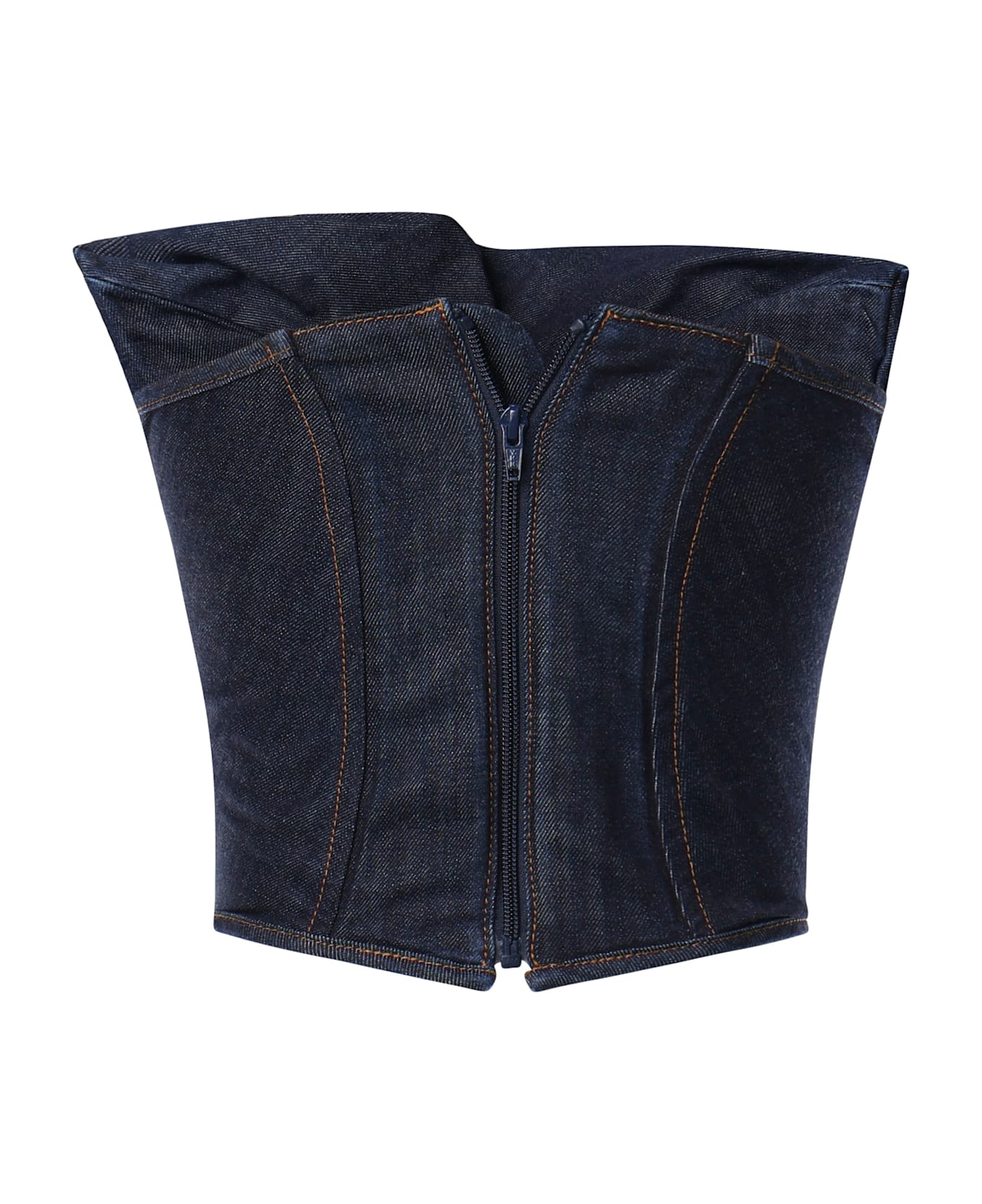 Magda Butrym Draped Strapless Denim Corset - Blue
