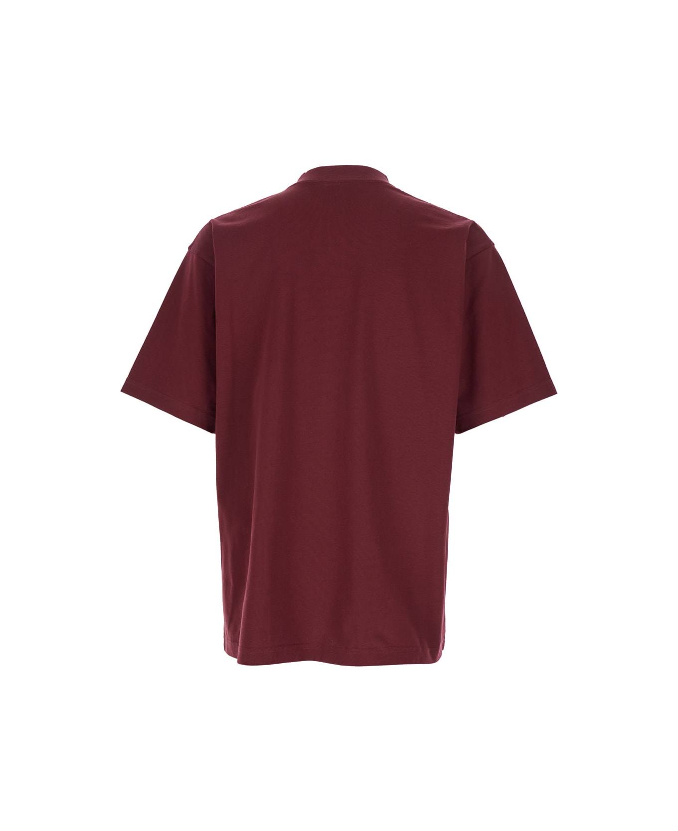 Balenciaga Bordeaux Crewneck T-shirt With Logo Print On The Front In Cotton Man - Bordeaux