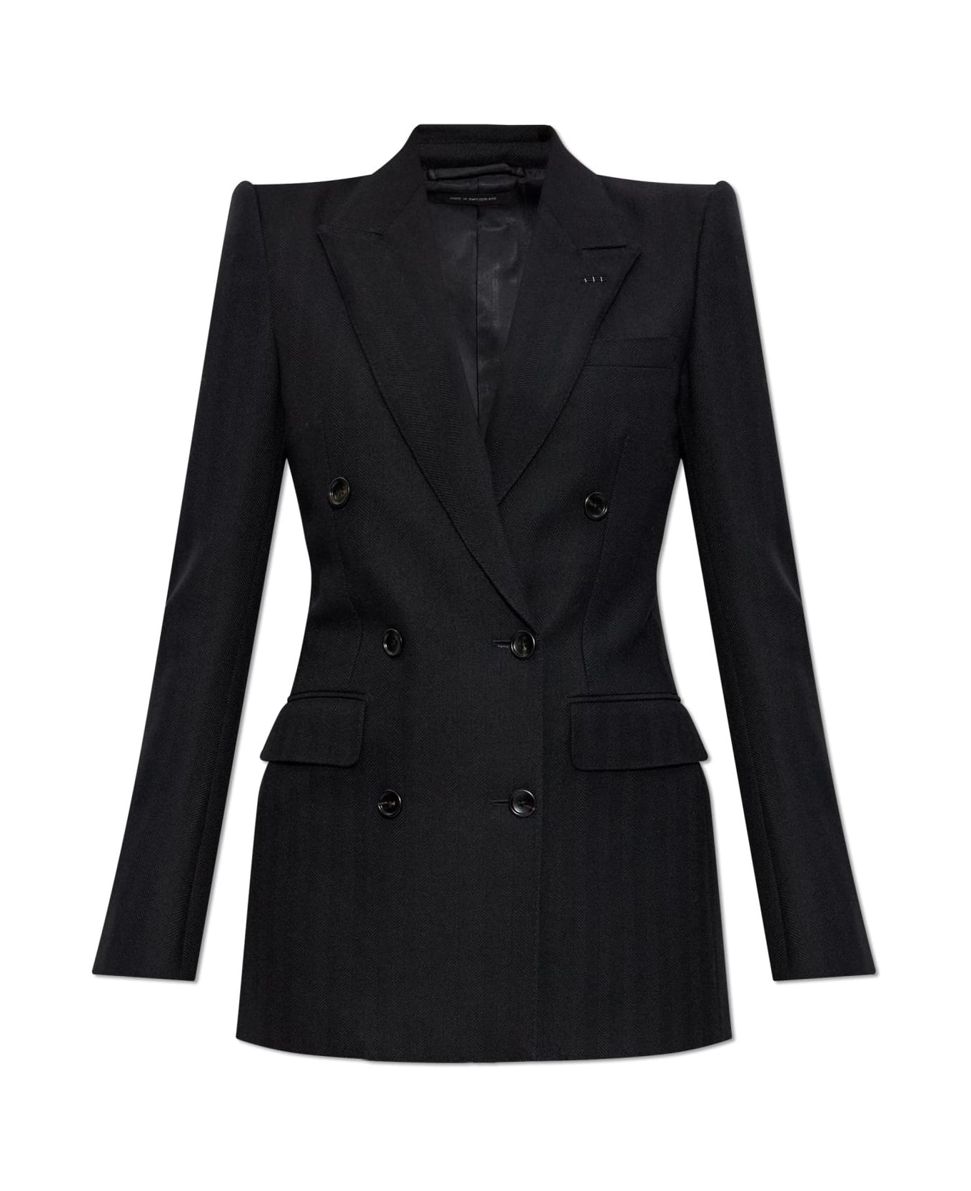 Tom Ford Herringbone Pattern Blazer - BLACK
