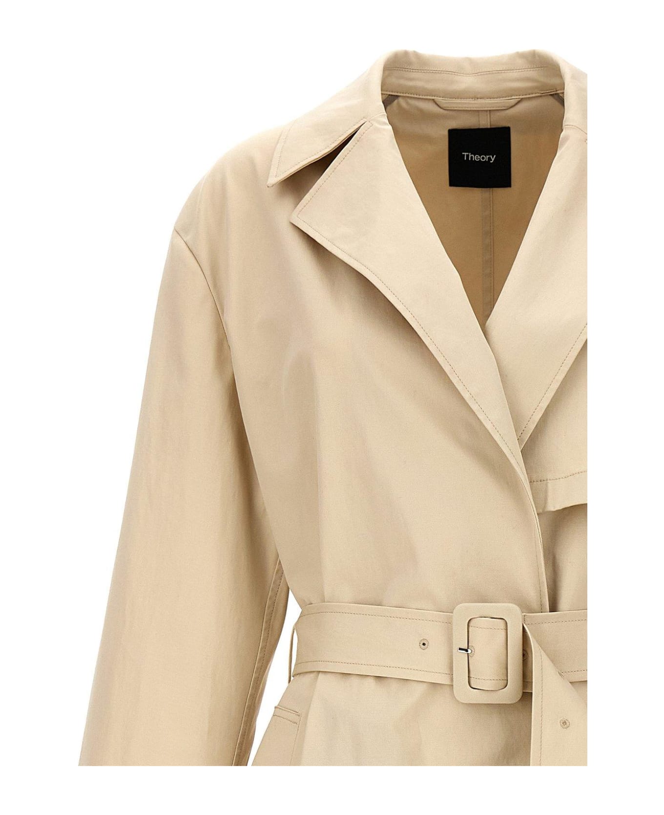 Theory Belted Wrap Trench Coat - Beige