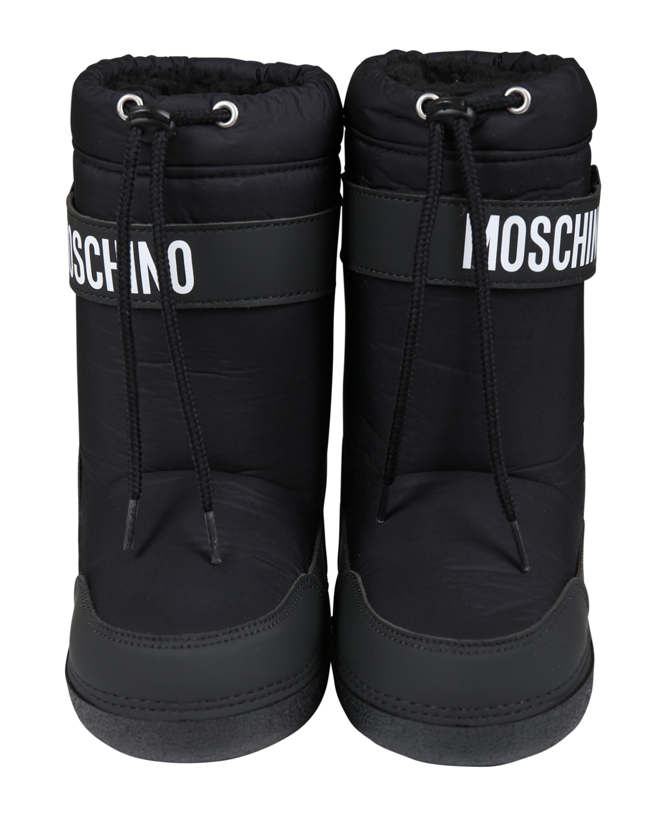 Moschino Balck Boots For Girl With Teddy Bear And Logo - Black シューズ