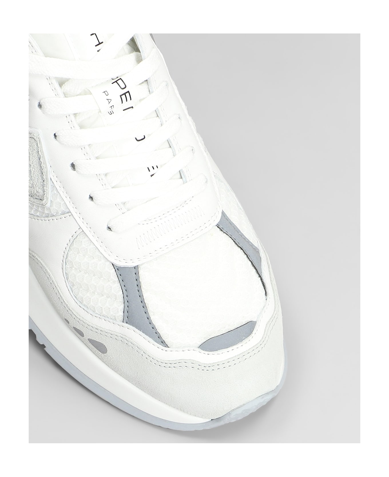 Philippe Model Olympique Low Sneakers In White Leather And Fabric - white