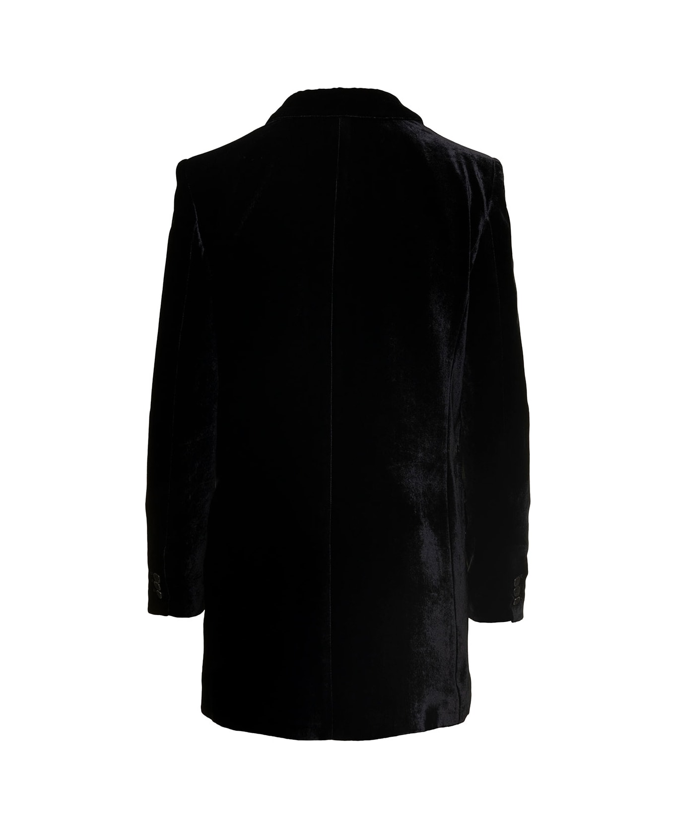 Alberta Ferretti Black Double-breasted Jacket With Tonal Buttons In Velvet Woman - NERO