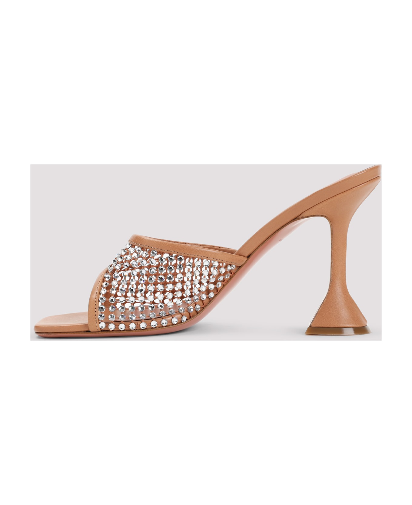Amina Muaddi Lupita Crystal Net 95 Sandals - Latte White
